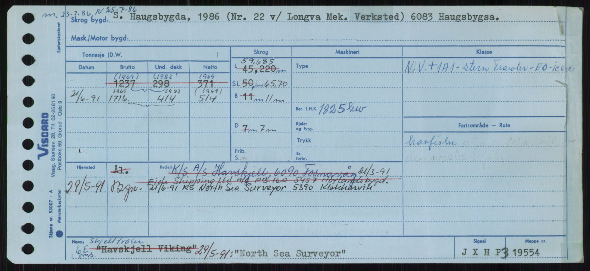 Sjøfartsdirektoratet med forløpere, Skipsmålingen, RA/S-1627/H/Ha/L0004/0001: Fartøy, Mas-R / Fartøy, Mas-Odd, s. 837