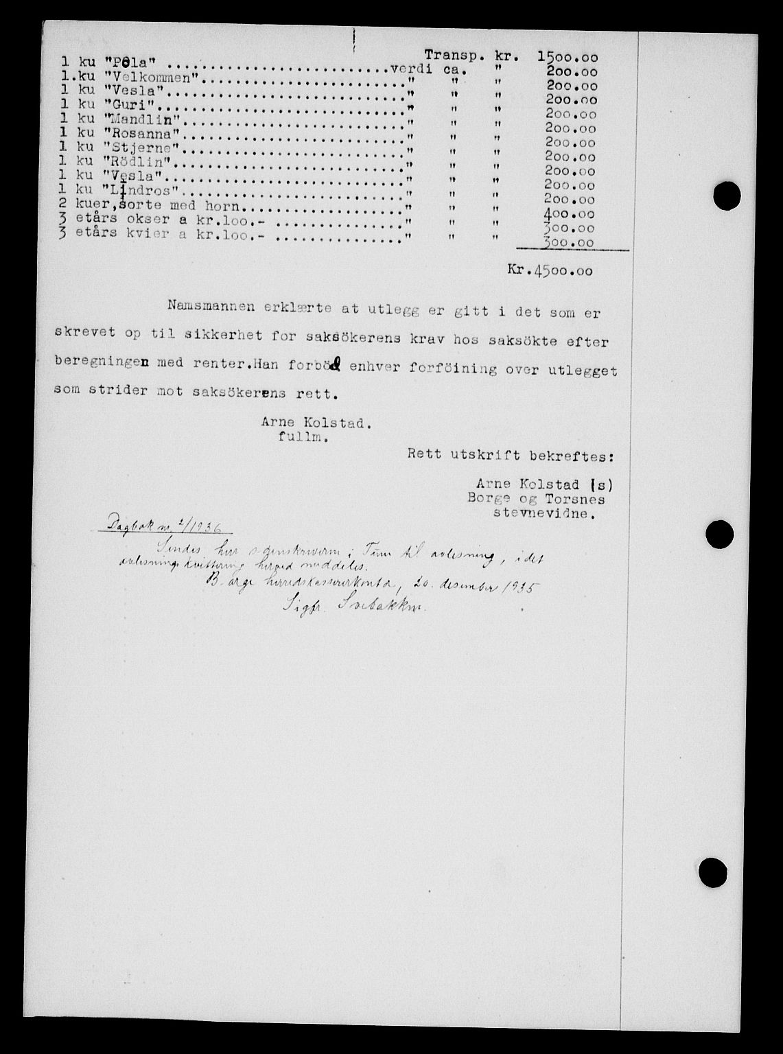 Tune sorenskriveri, SAO/A-10470/G/Gb/Gbb/L0004: Pantebok nr. II 20-24, 1933-1935, Tingl.dato: 07.12.1934