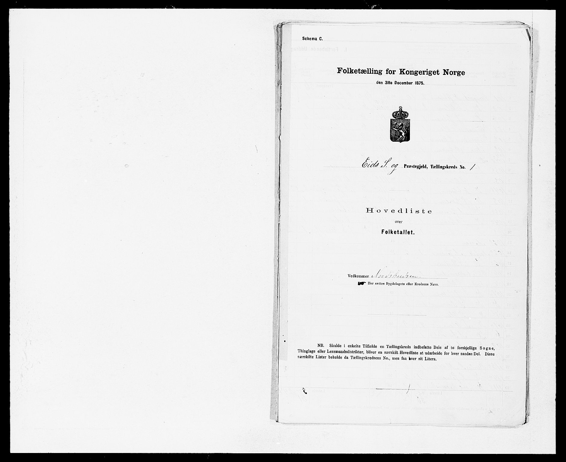 SAB, Folketelling 1875 for 1443P Eid prestegjeld, 1875, s. 2