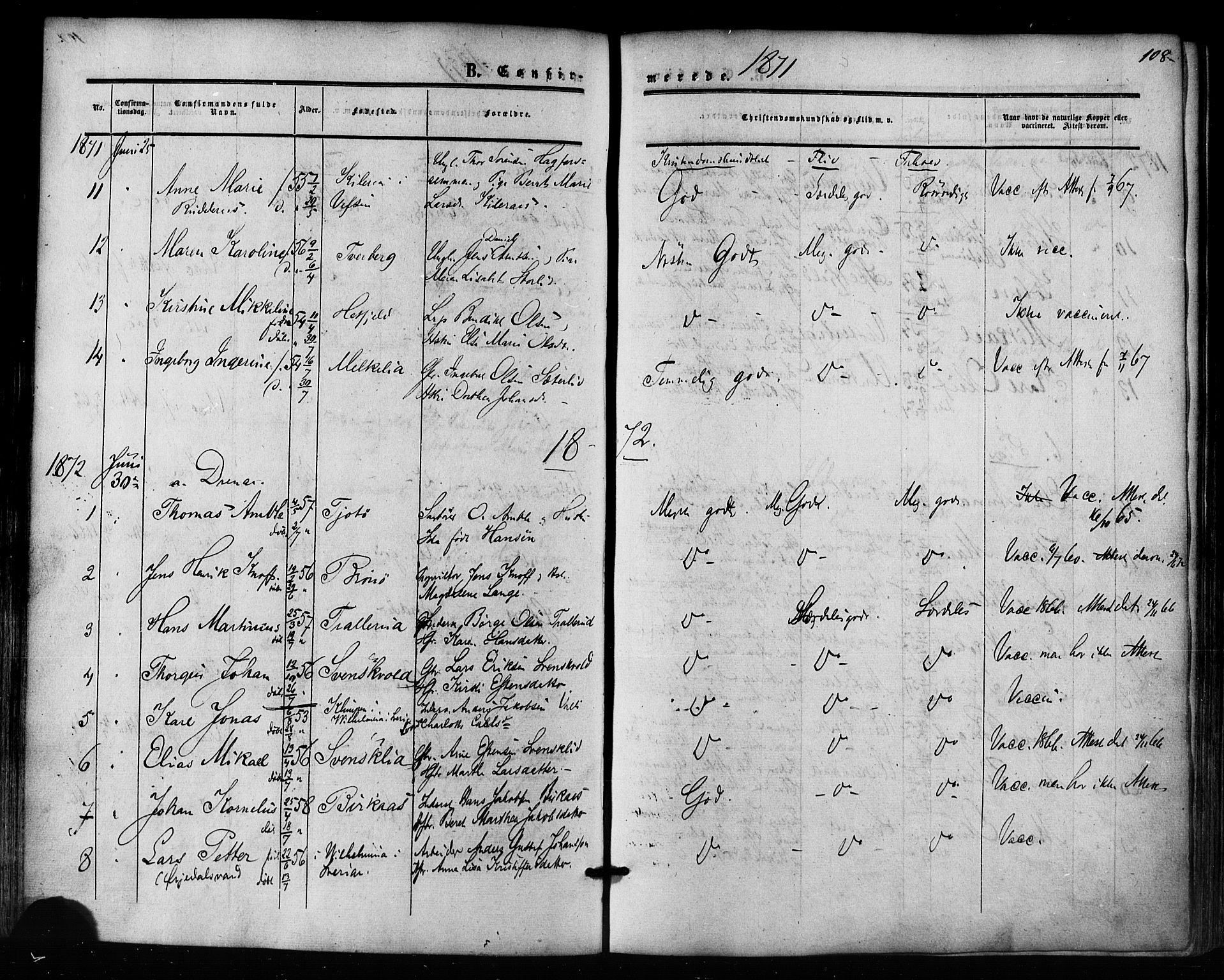 Ministerialprotokoller, klokkerbøker og fødselsregistre - Nordland, AV/SAT-A-1459/823/L0324: Ministerialbok nr. 823A01, 1860-1878, s. 108