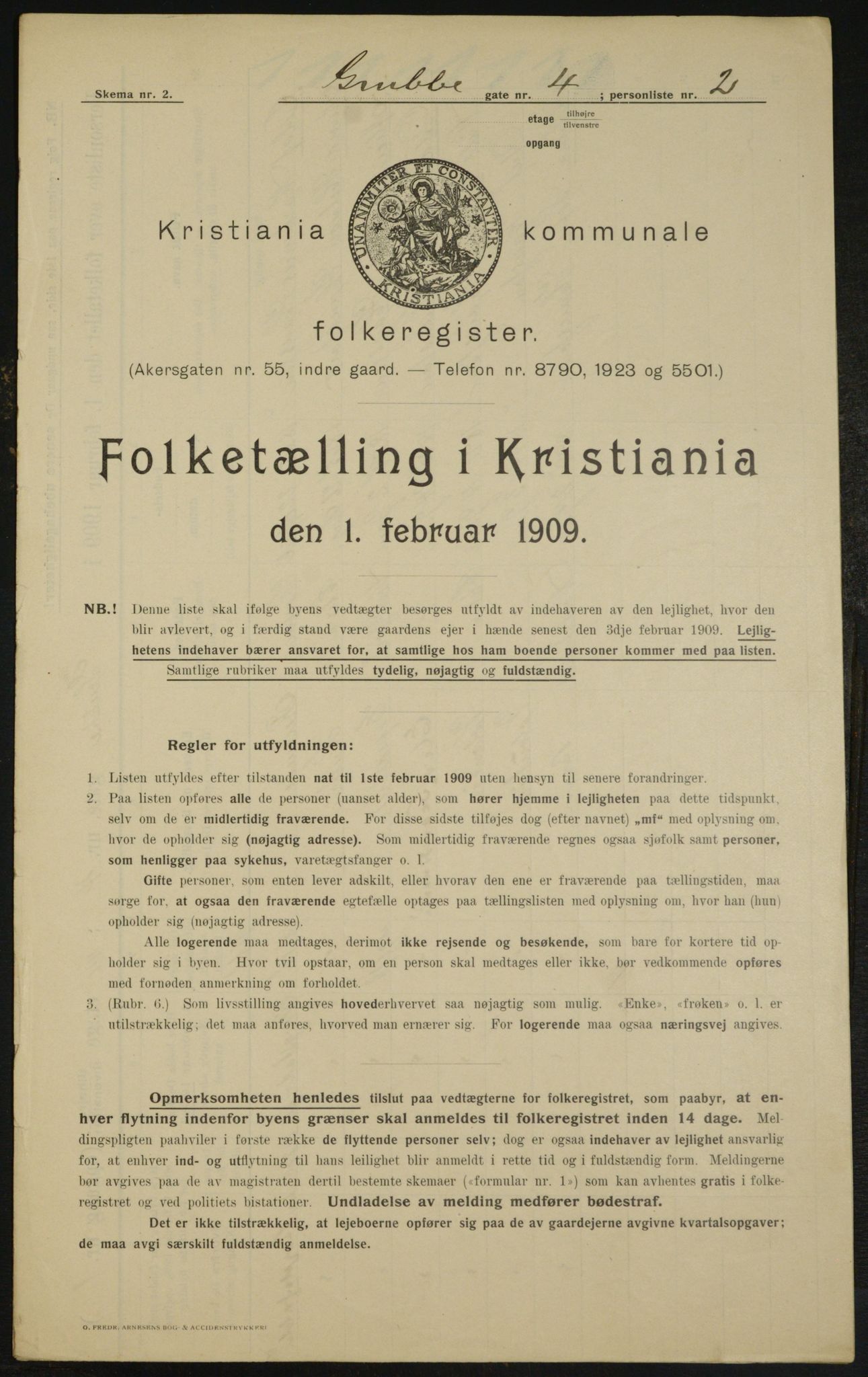 OBA, Kommunal folketelling 1.2.1909 for Kristiania kjøpstad, 1909, s. 27464