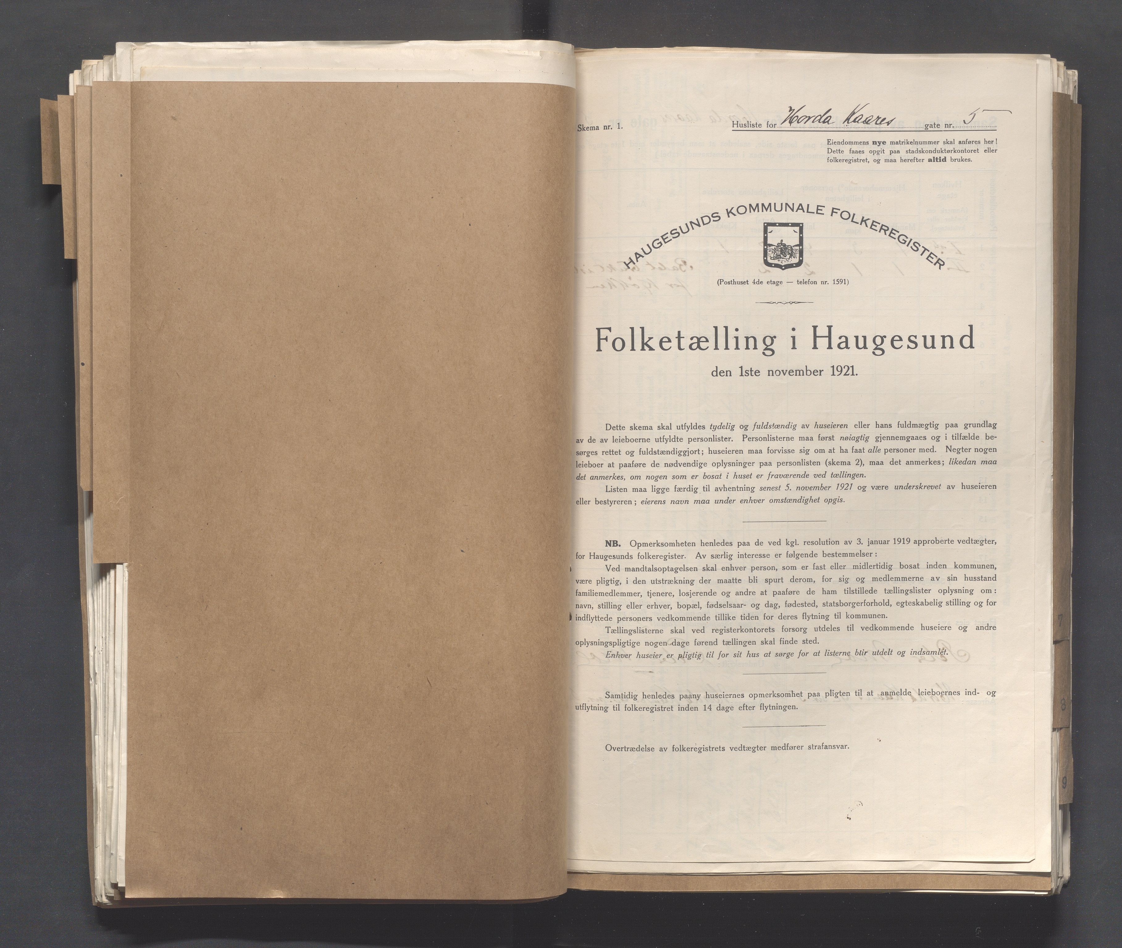 IKAR, Kommunal folketelling 1.11.1921 for Haugesund, 1921, s. 2353