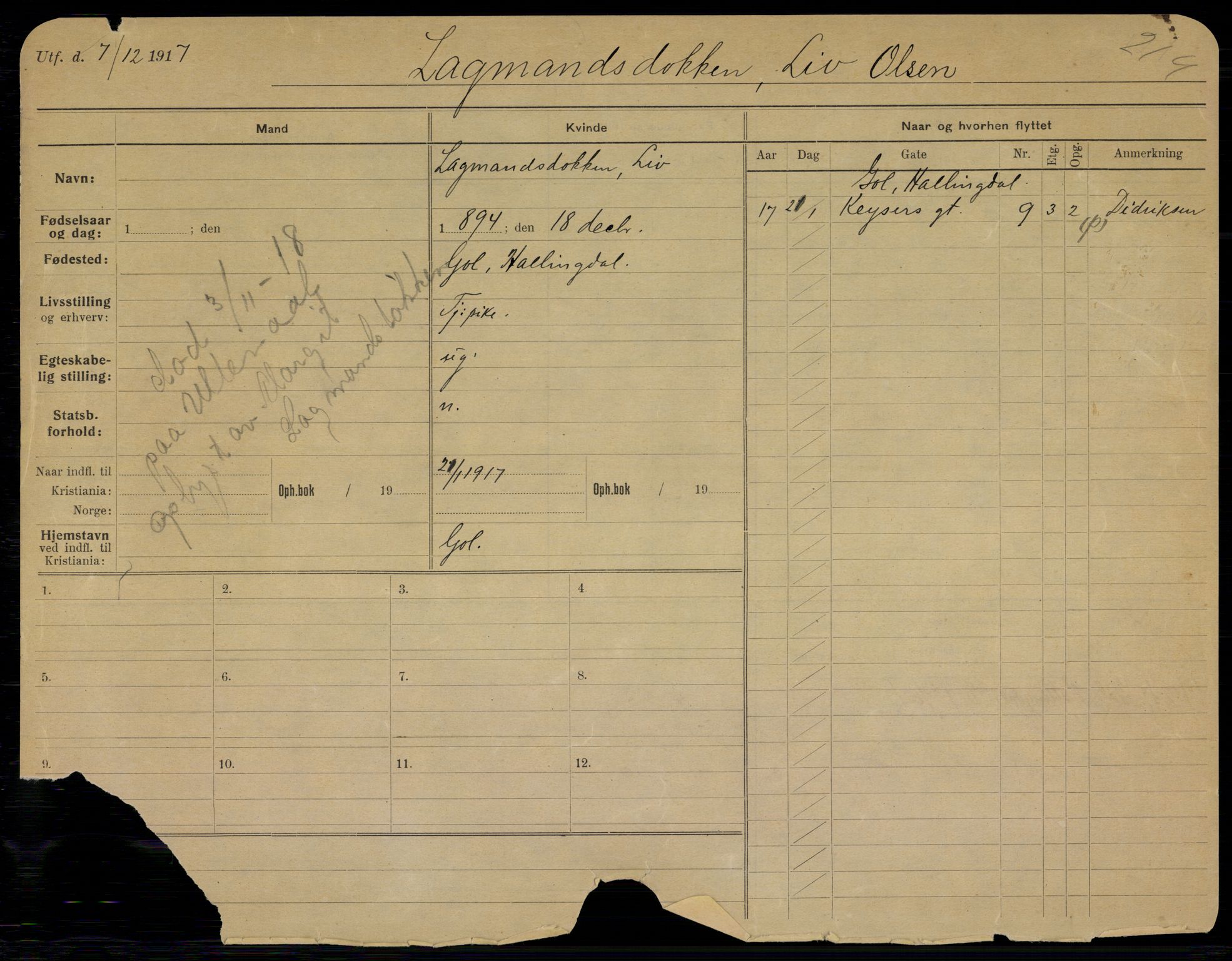 Oslo folkeregister, Registerkort, SAO/A-11715/G/Gb/L0027: Kvinner, 1918