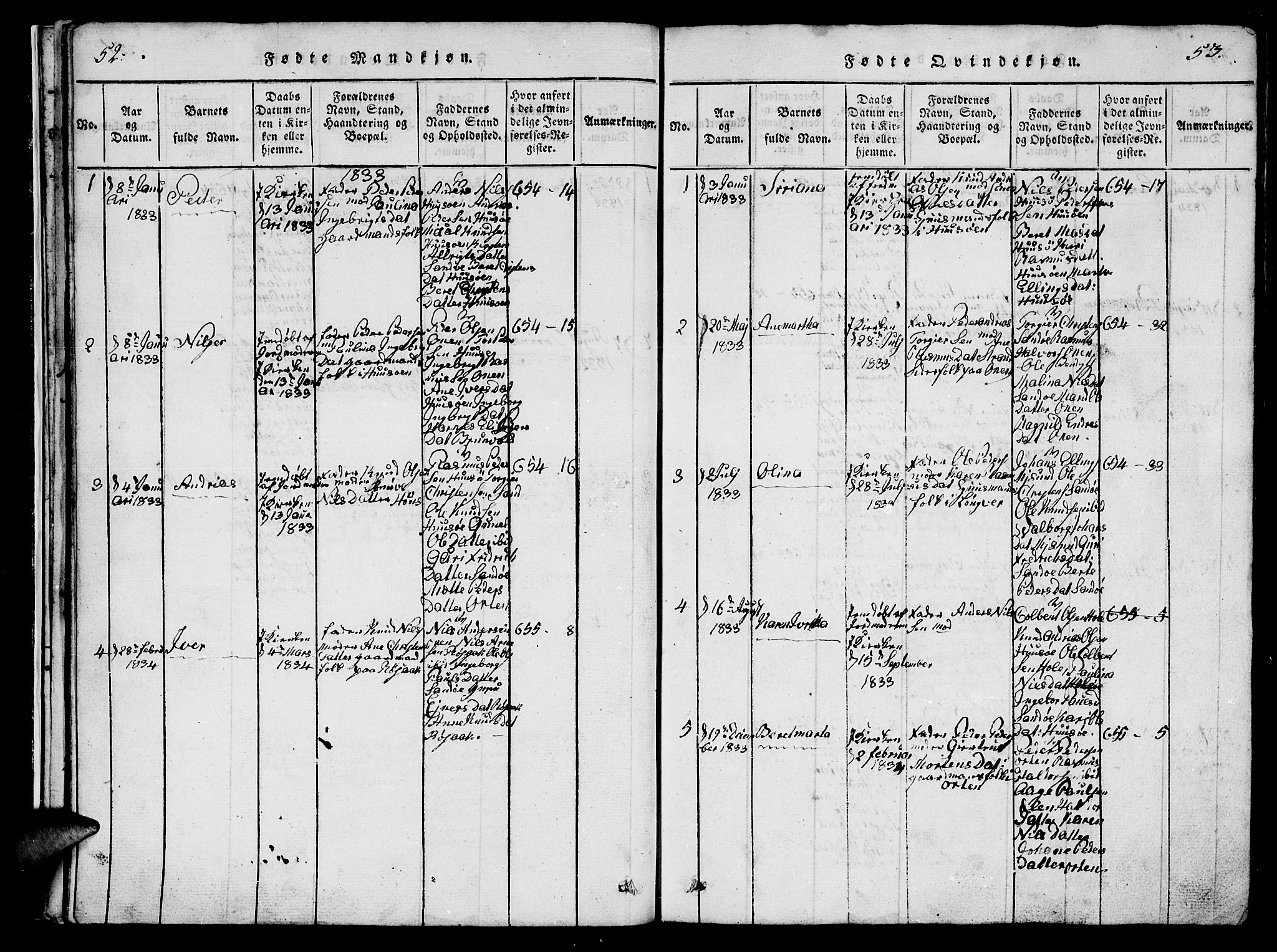 Ministerialprotokoller, klokkerbøker og fødselsregistre - Møre og Romsdal, SAT/A-1454/561/L0731: Klokkerbok nr. 561C01, 1817-1867, s. 52-53