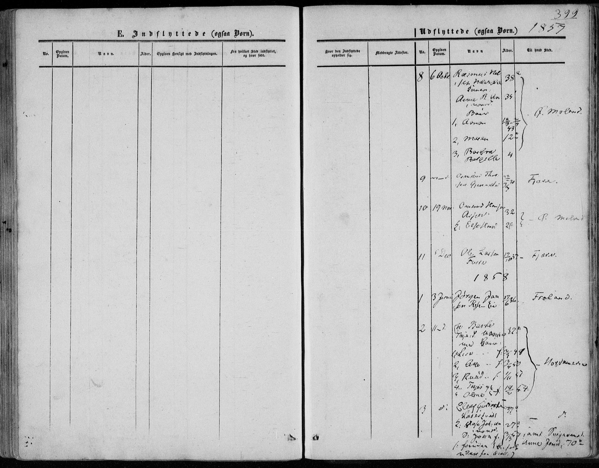 Øyestad sokneprestkontor, SAK/1111-0049/F/Fa/L0015: Ministerialbok nr. A 15, 1857-1873, s. 399
