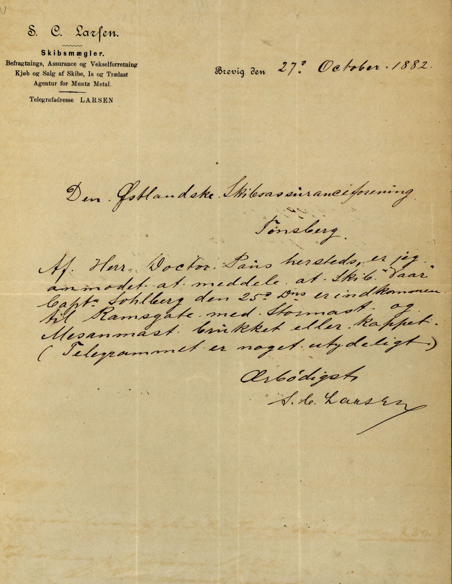 Pa 63 - Østlandske skibsassuranceforening, VEMU/A-1079/G/Ga/L0015/0012: Havaridokumenter / Vaar, Stapnæs, Tillid, Uller, Ternen, 1882, s. 21