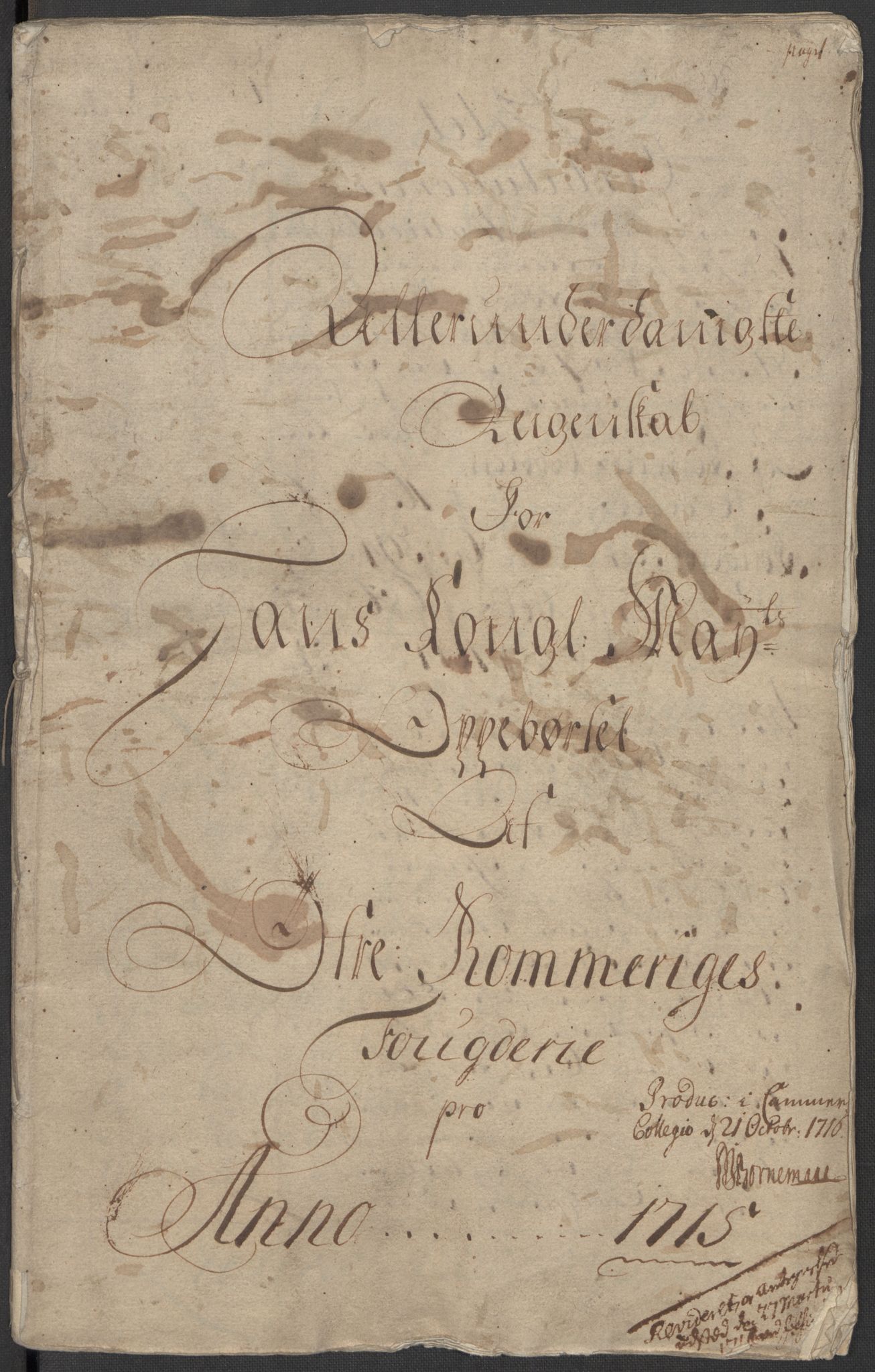 Rentekammeret inntil 1814, Reviderte regnskaper, Fogderegnskap, RA/EA-4092/R12/L0724: Fogderegnskap Øvre Romerike, 1715, s. 4