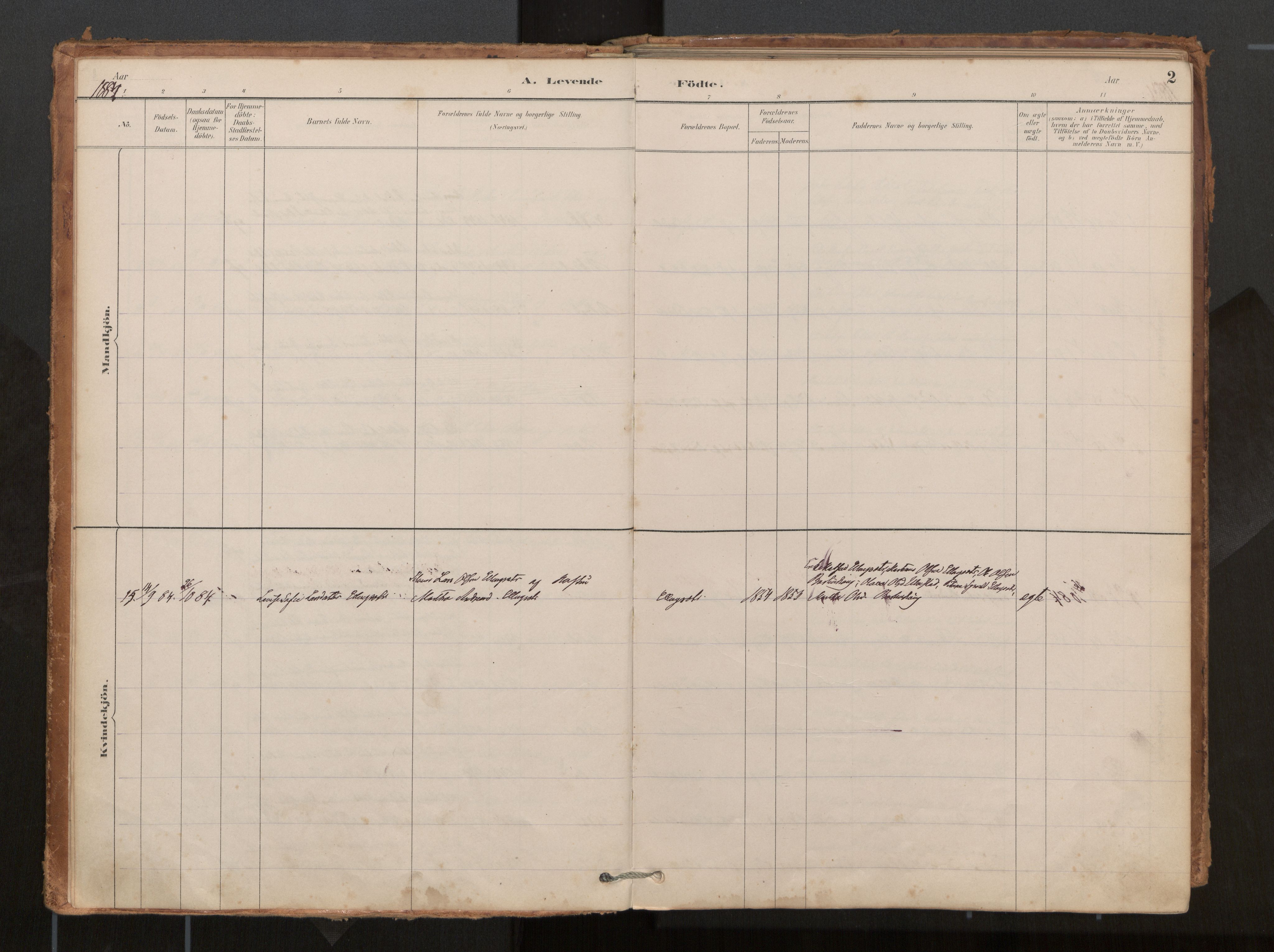 Ministerialprotokoller, klokkerbøker og fødselsregistre - Møre og Romsdal, AV/SAT-A-1454/540/L0540a: Ministerialbok nr. 540A02, 1884-1908, s. 2