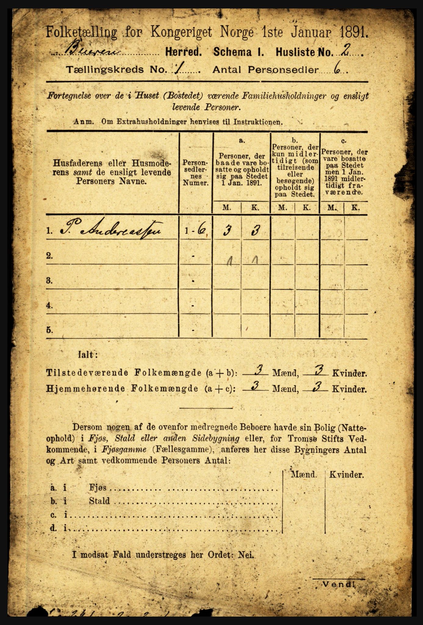 RA, Folketelling 1891 for 1839 Beiarn herred, 1891, s. 21