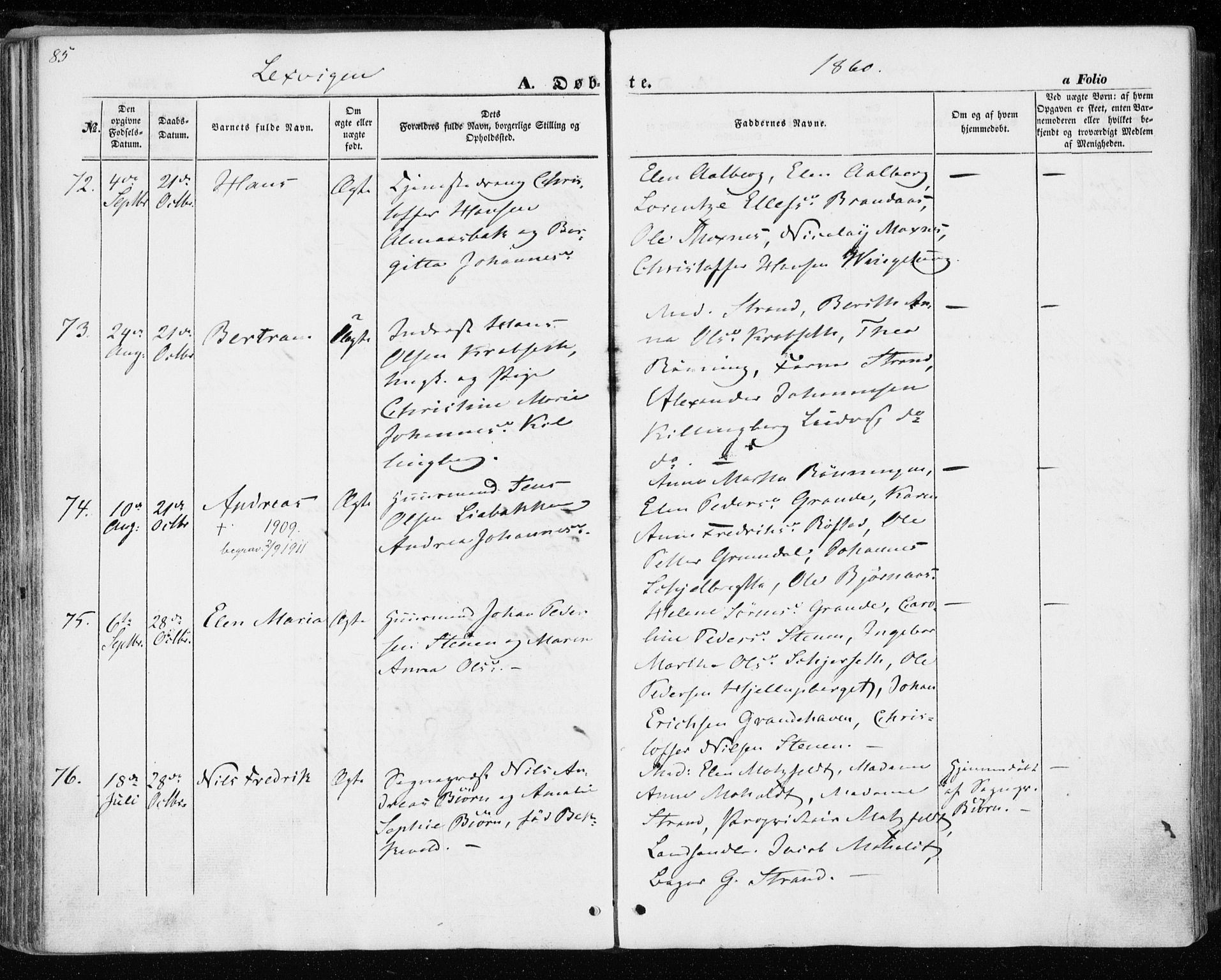 Ministerialprotokoller, klokkerbøker og fødselsregistre - Nord-Trøndelag, SAT/A-1458/701/L0008: Ministerialbok nr. 701A08 /1, 1854-1863, s. 85