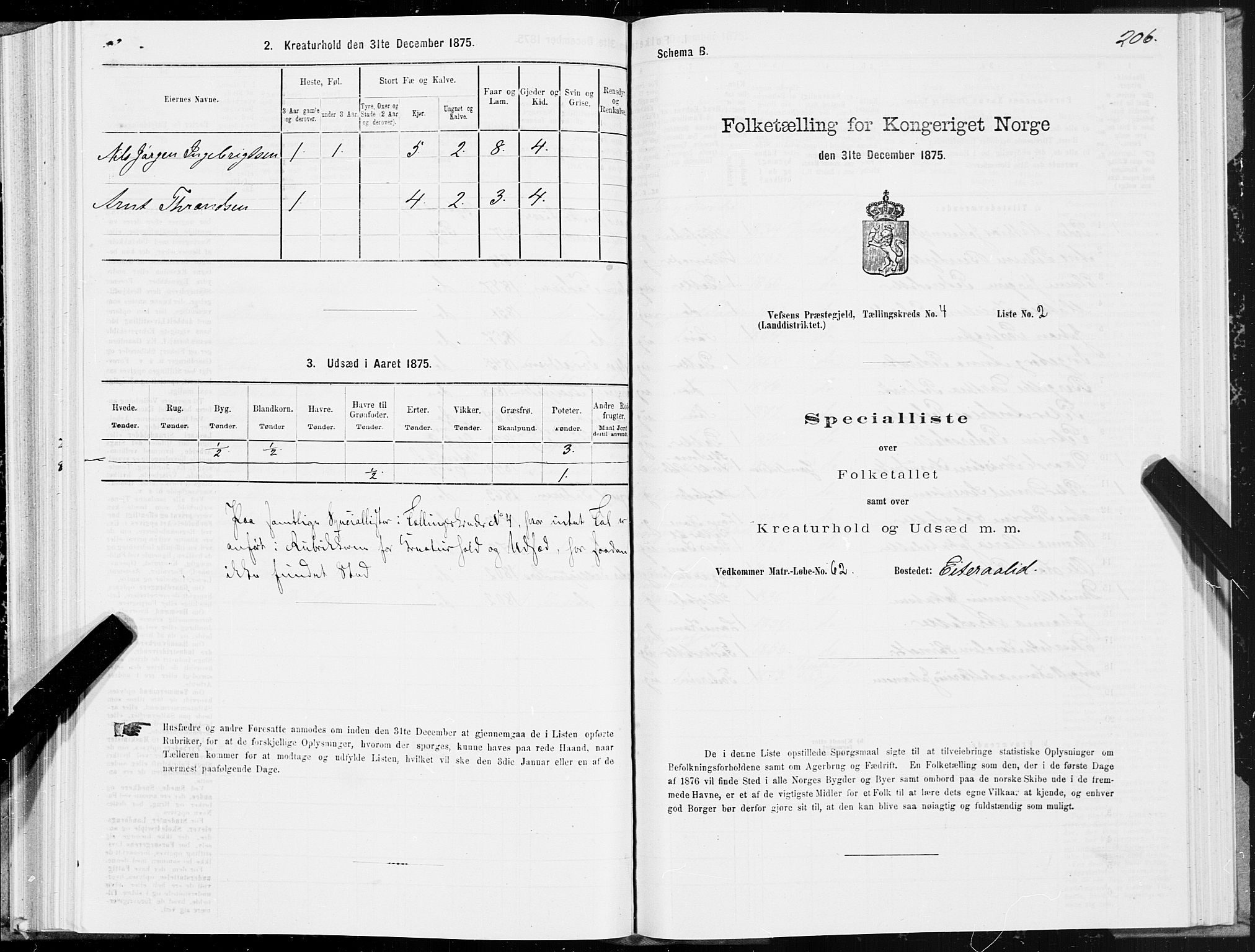 SAT, Folketelling 1875 for 1824L Vefsn prestegjeld, Vefsn sokn, 1875, s. 1206