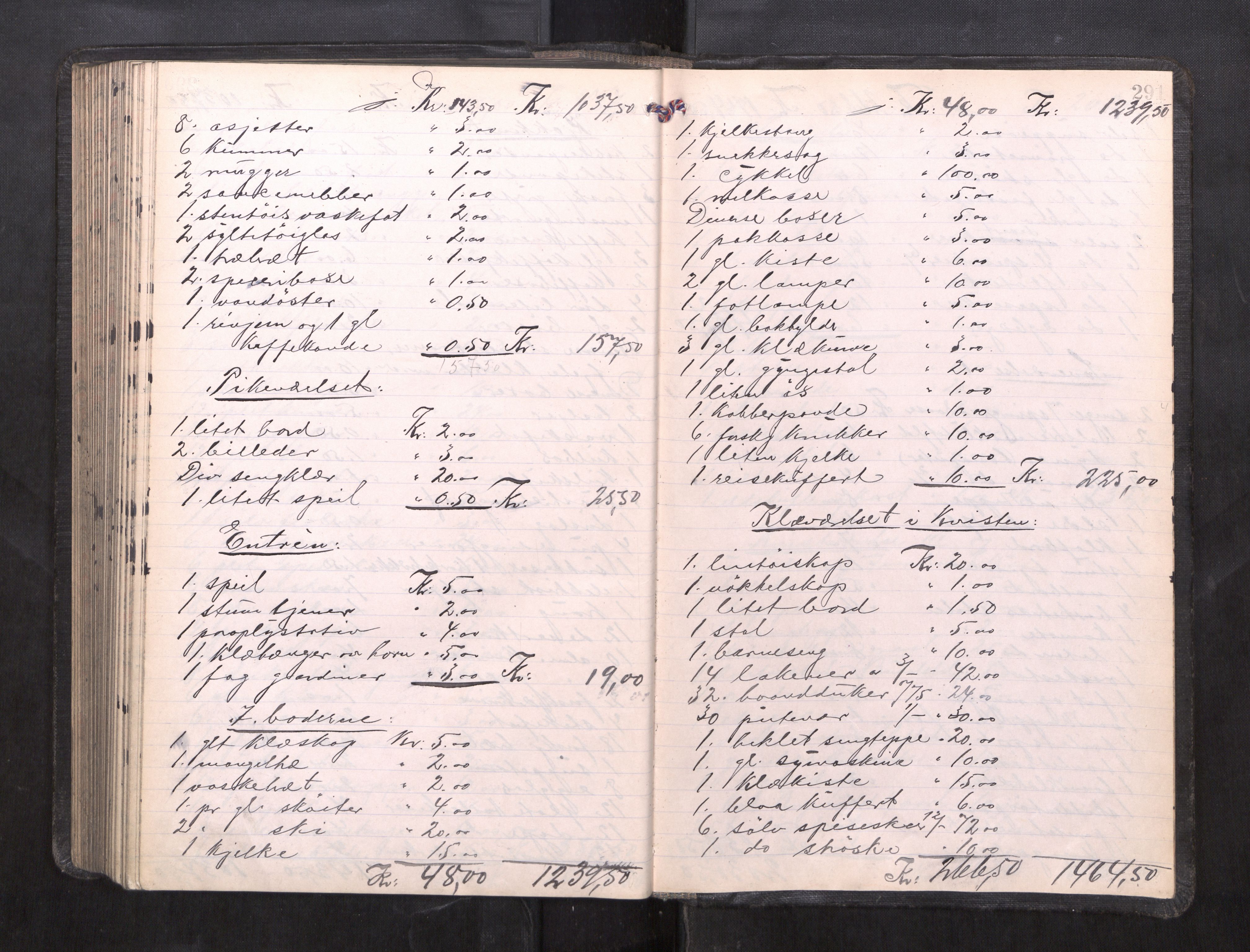 Trondheim byfogd, AV/SAT-A-0003/1/3/3C/L0039: Skifteregistreringsprotokoll - 2/2-27/9. (u/ register), 1921-1922, s. 291