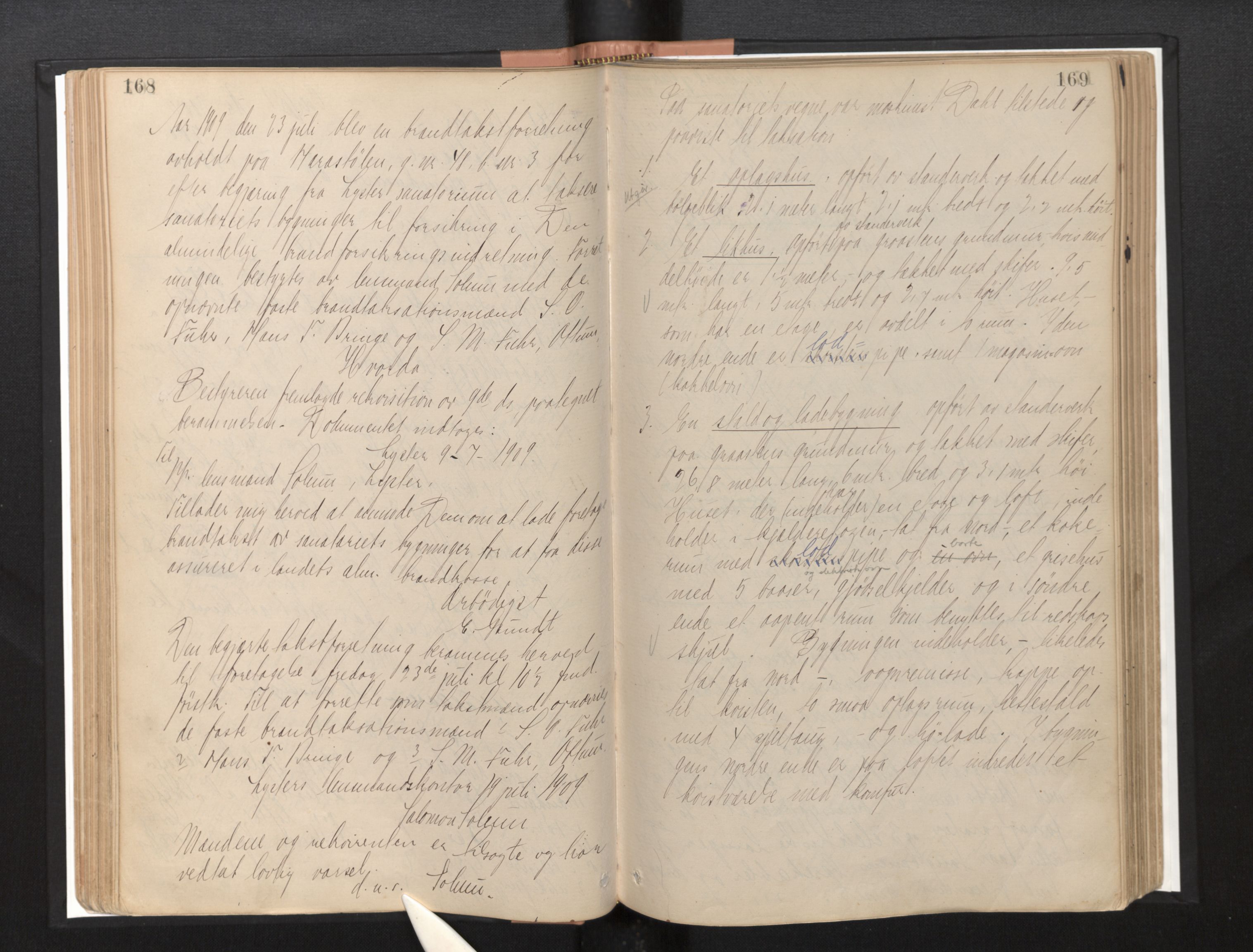 Lensmannen i Luster, AV/SAB-A-29301/0012/L0004: Branntakstprotokoll, 1885-1929, s. 168-169