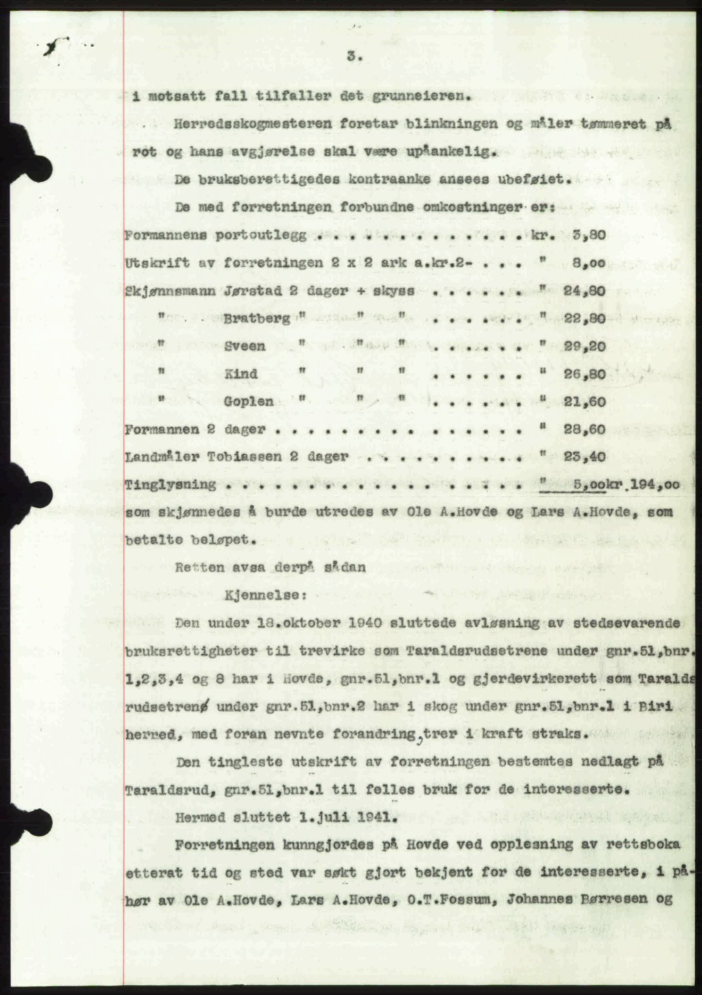 Toten tingrett, SAH/TING-006/H/Hb/Hbc/L0008: Pantebok nr. Hbc-08, 1941-1941, Dagboknr: 1362/1941