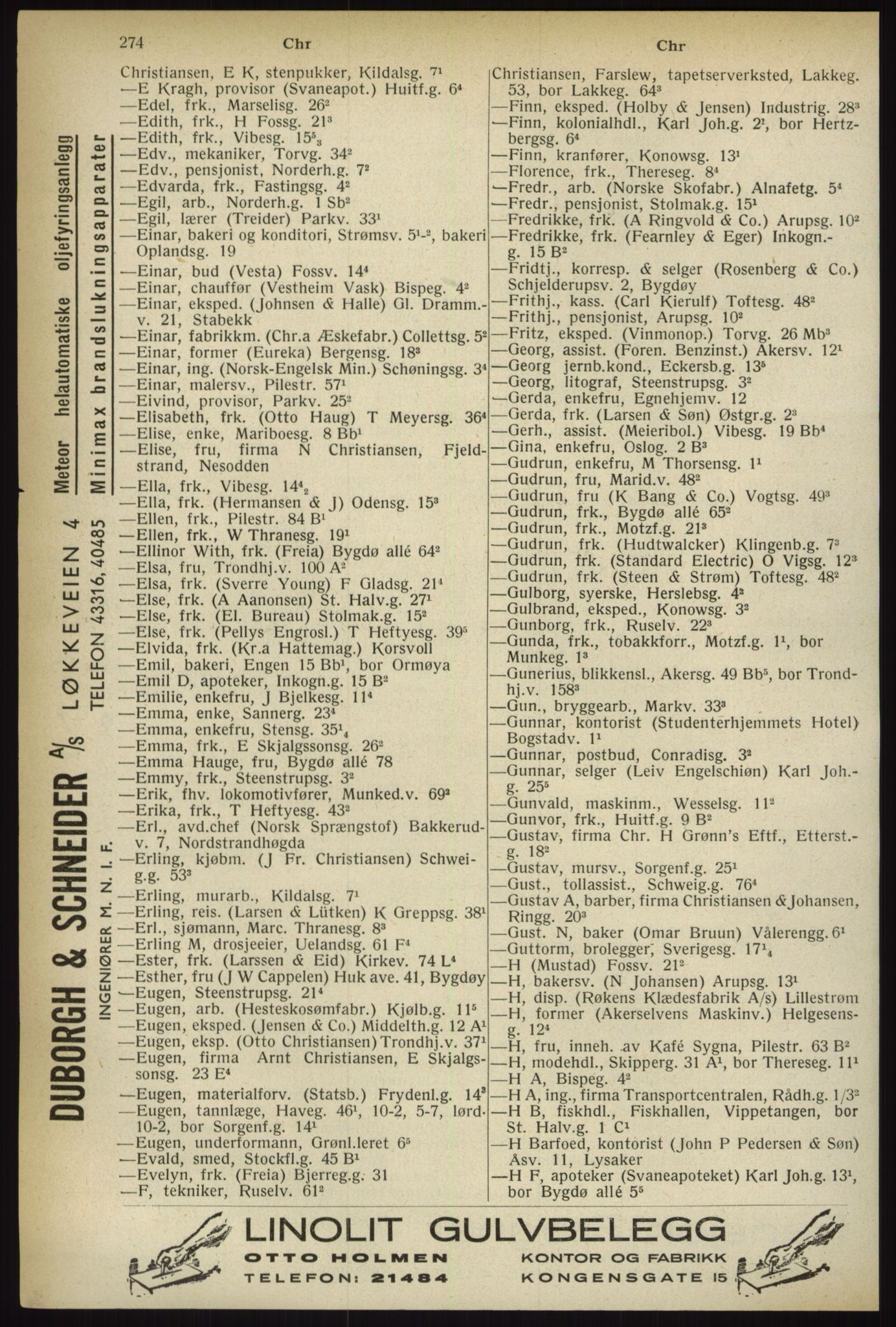 Kristiania/Oslo adressebok, PUBL/-, 1933, s. 274