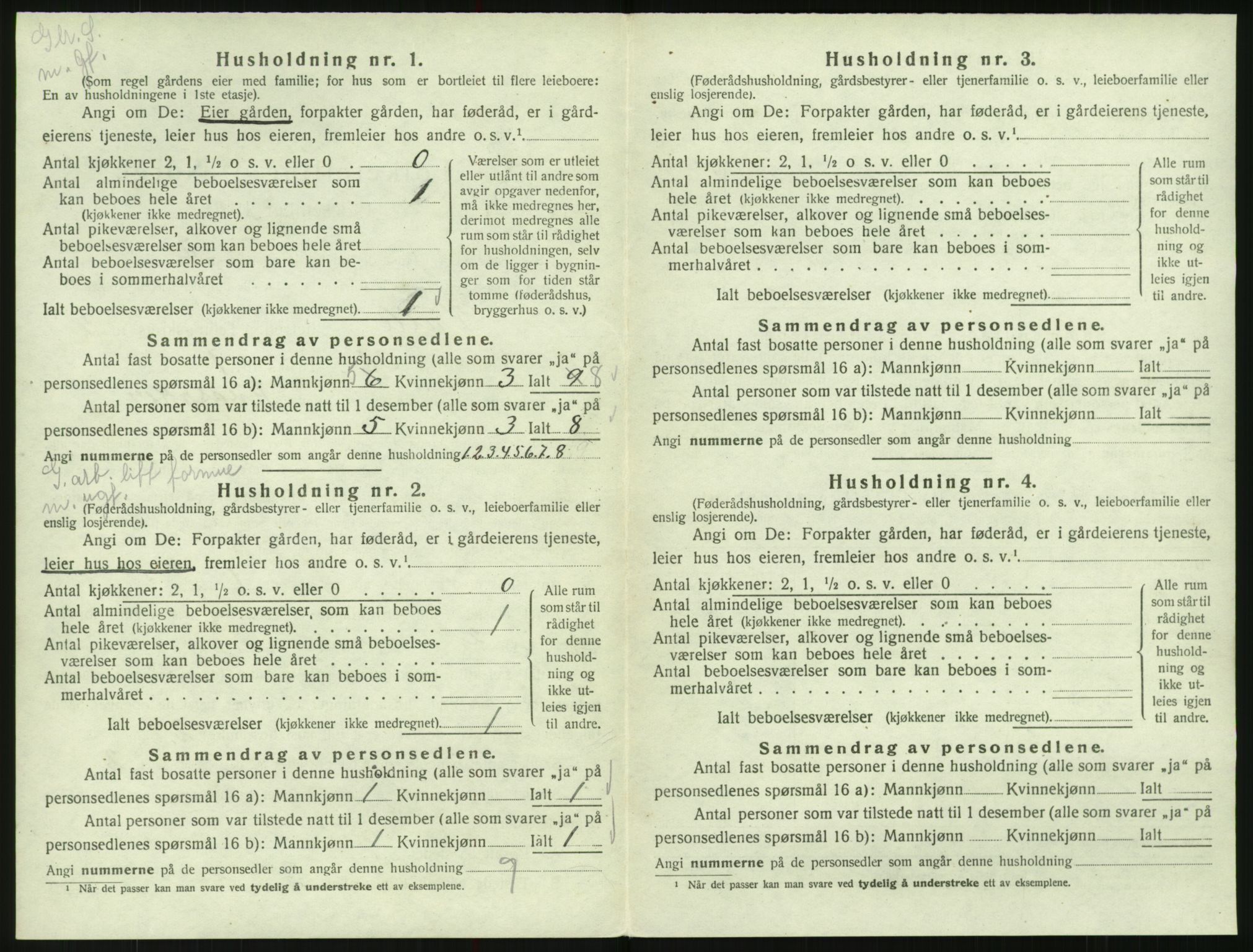 SAK, Folketelling 1920 for 0940 Valle herred, 1920, s. 236