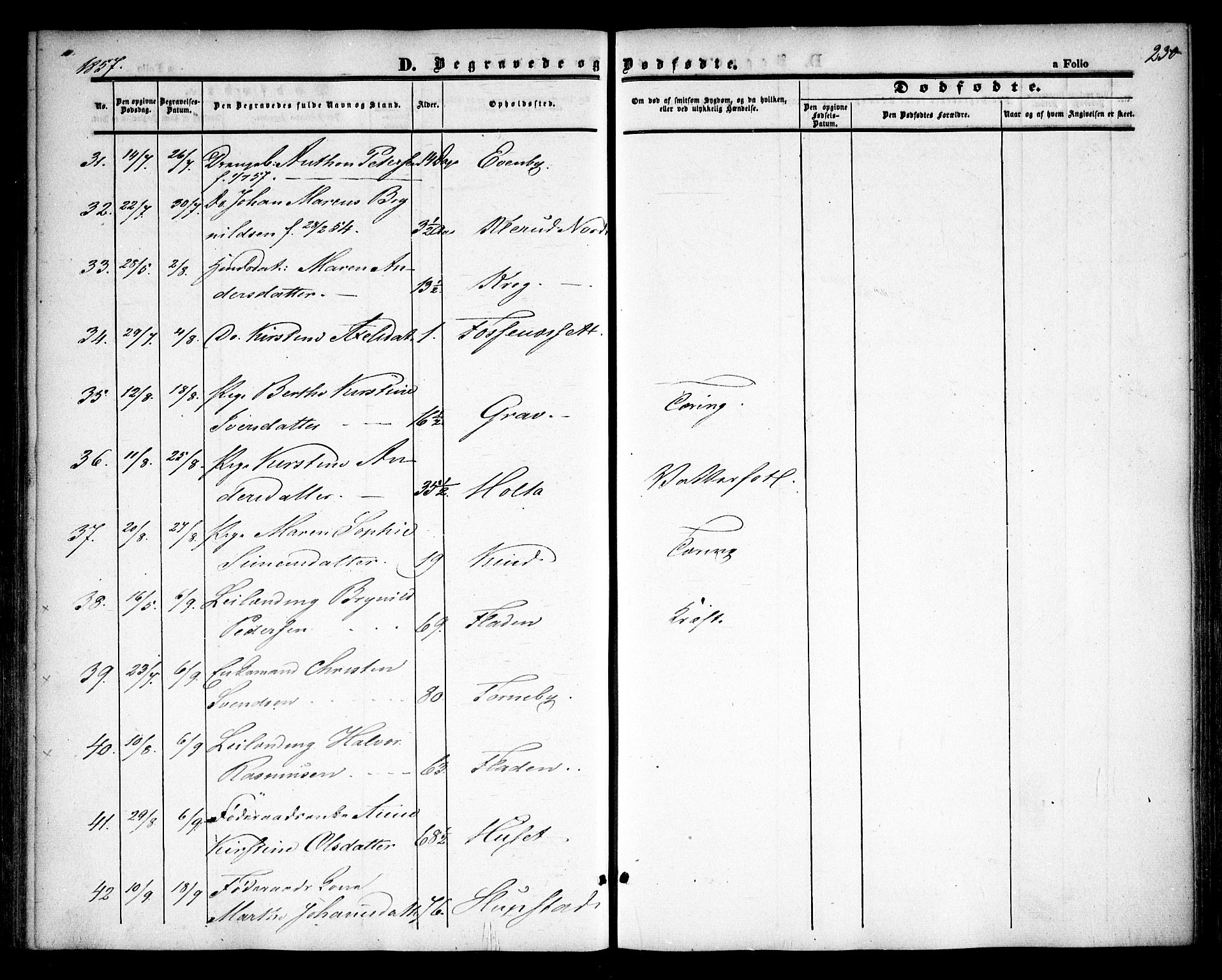 Rødenes prestekontor Kirkebøker, AV/SAO-A-2005/F/Fa/L0006: Ministerialbok nr. I 6, 1850-1859, s. 230