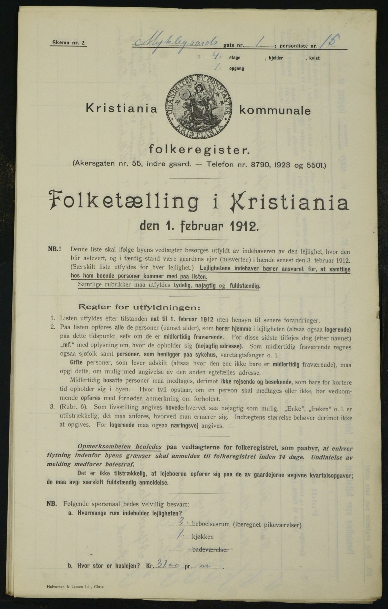 OBA, Kommunal folketelling 1.2.1912 for Kristiania, 1912, s. 68708