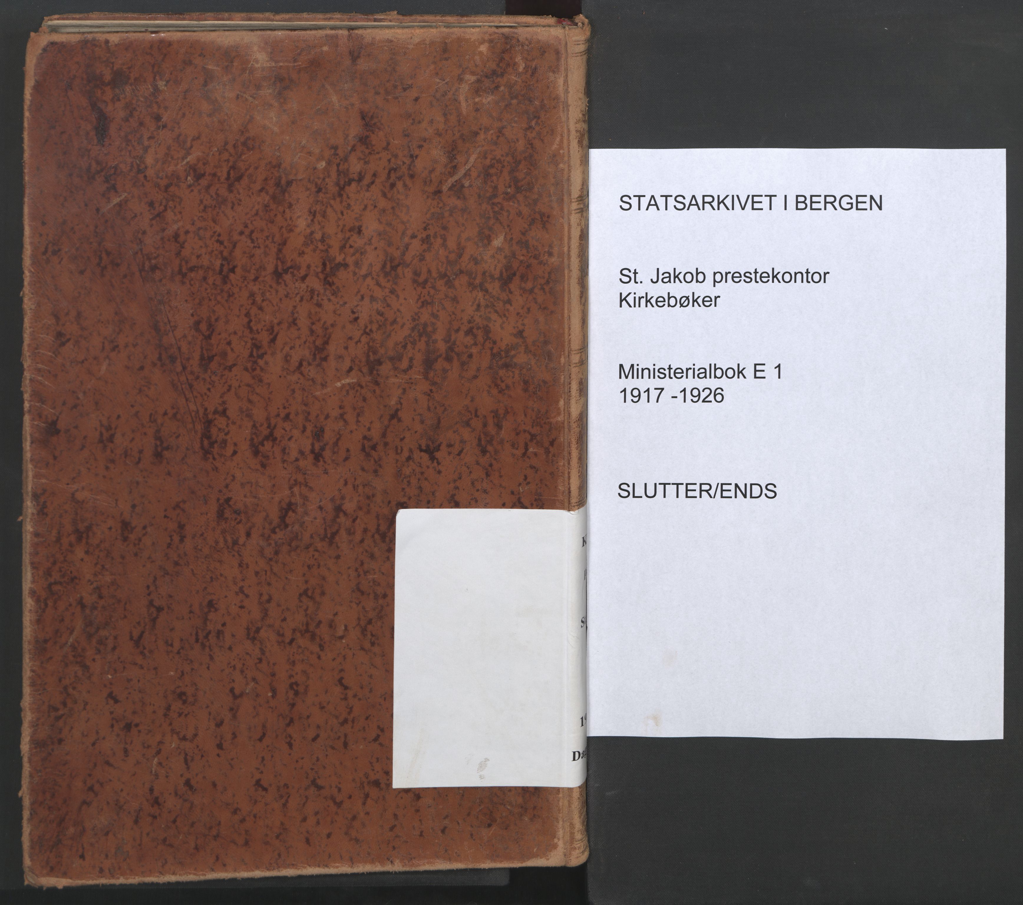 St. Jacob sokneprestembete, SAB/A-78001/H/Haa: Dagregister nr. E 1, 1917-1926