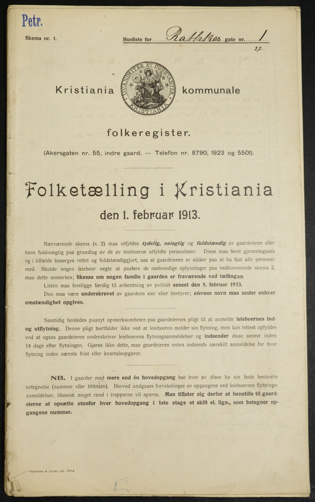 OBA, Kommunal folketelling 1.2.1913 for Kristiania, 1913, s. 81918