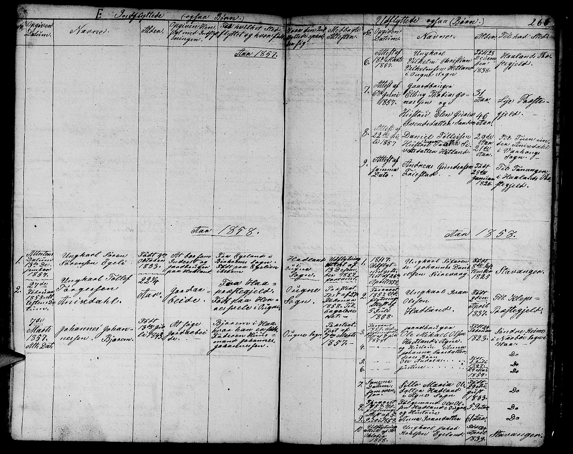 Eigersund sokneprestkontor, AV/SAST-A-101807/001/30/30BB/L0003: Klokkerbok nr. B 3, 1846-1875, s. 266
