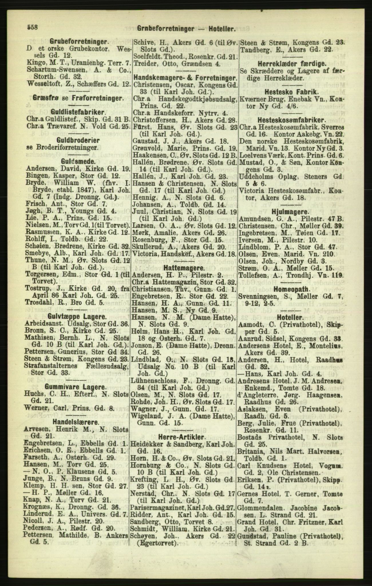 Kristiania/Oslo adressebok, PUBL/-, 1886, s. 558