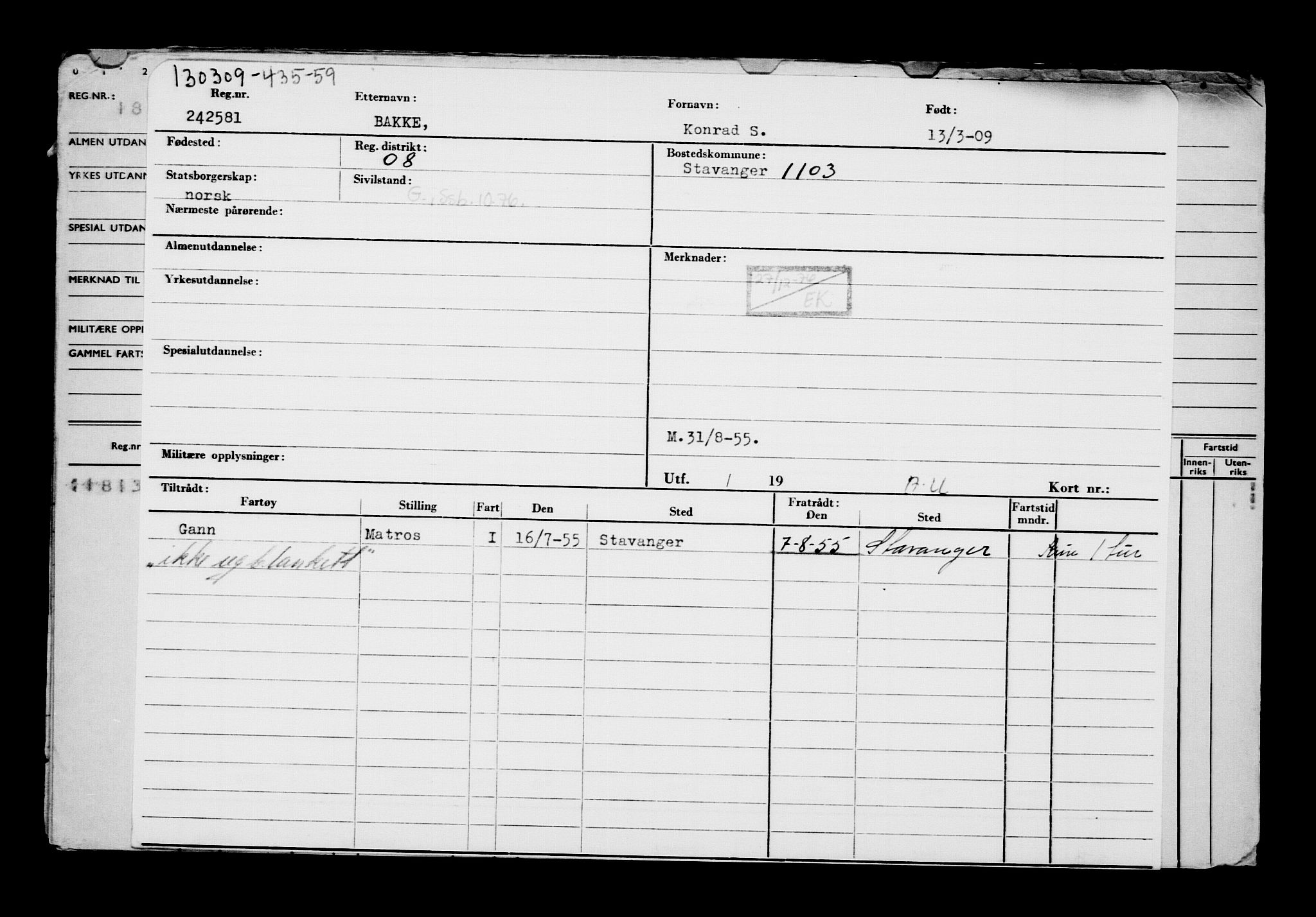 Direktoratet for sjømenn, AV/RA-S-3545/G/Gb/L0082: Hovedkort, 1909, s. 198