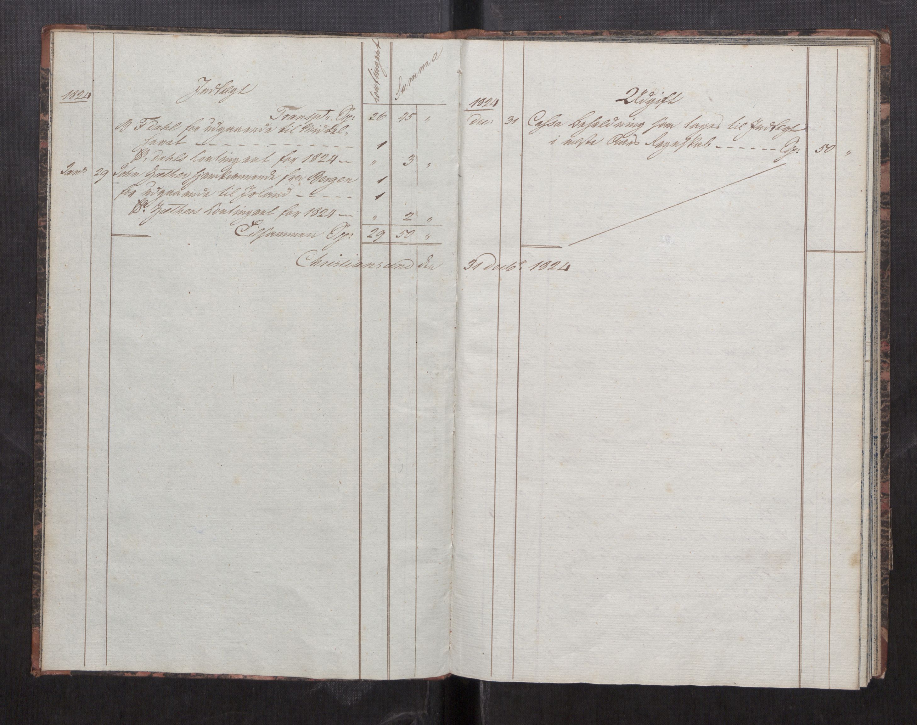 Kristiansund magistrat, AV/SAT-A-0032/F/Fx/L0011: Regnskapsbok for skippernes enkekasse, 1823-1852