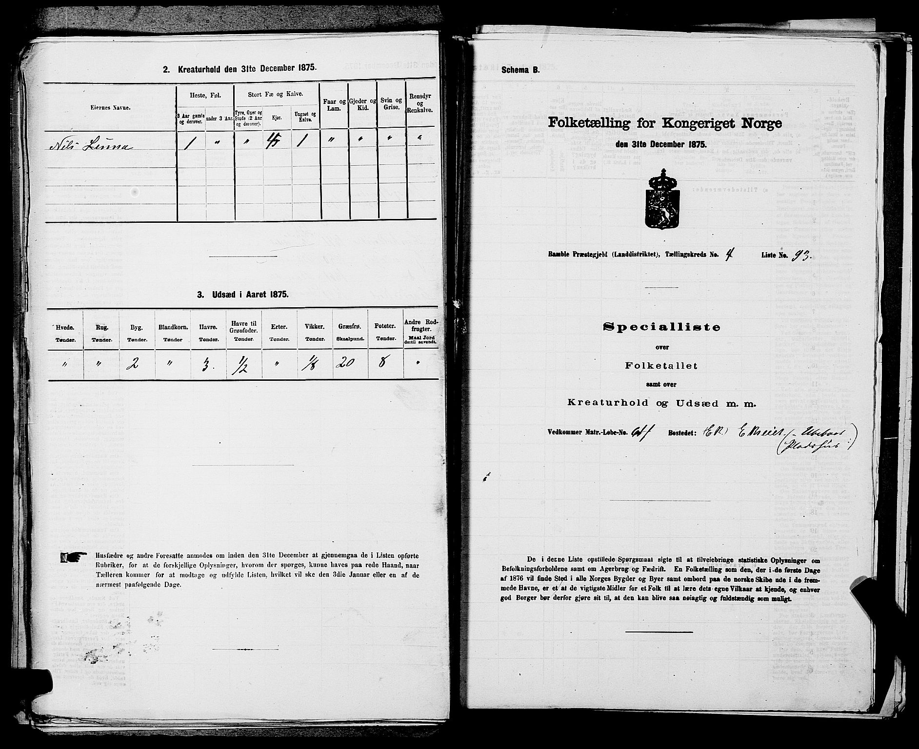 SAKO, Folketelling 1875 for 0814L Bamble prestegjeld, Bamble sokn, 1875, s. 721