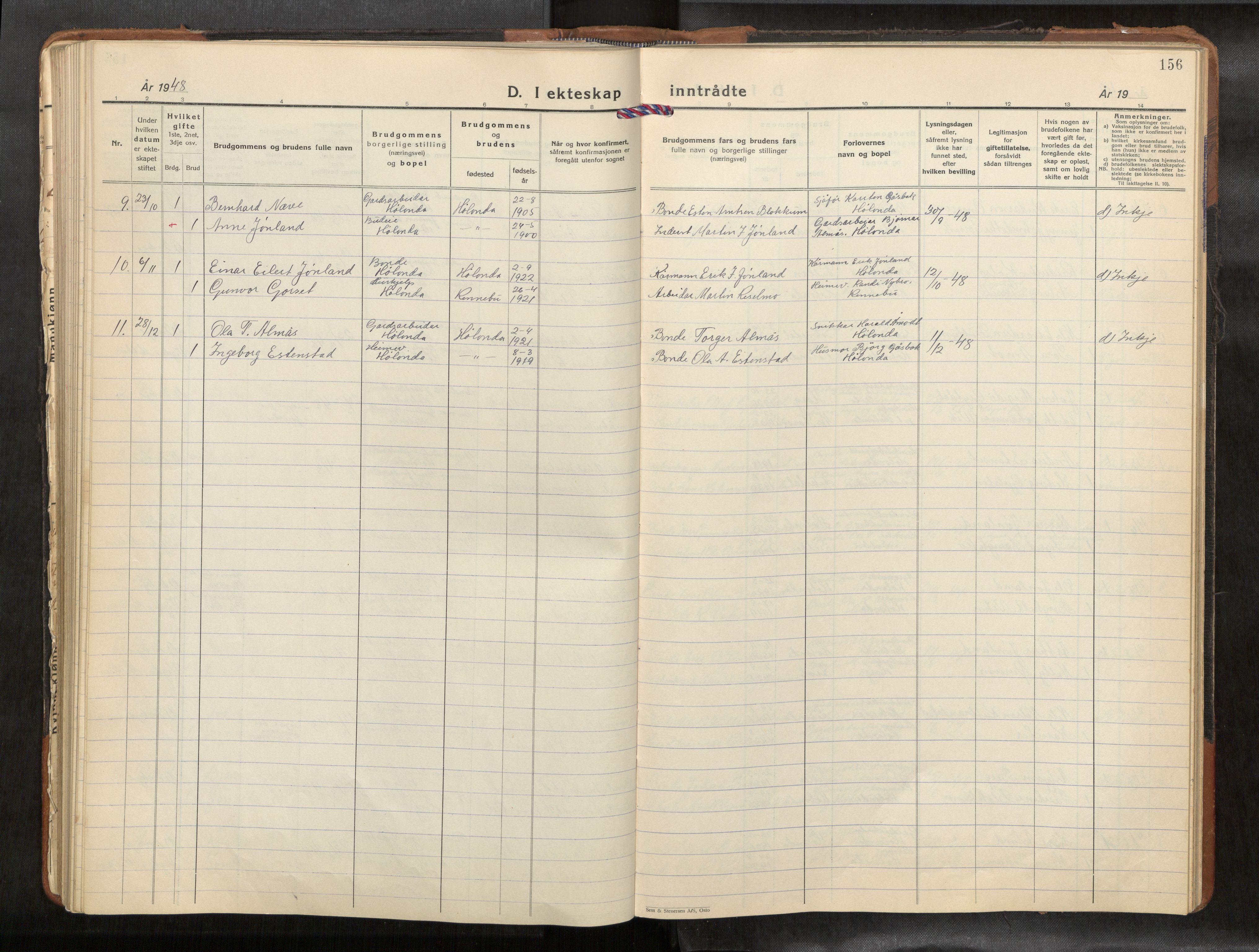 Ministerialprotokoller, klokkerbøker og fødselsregistre - Sør-Trøndelag, AV/SAT-A-1456/694/L1134b: Klokkerbok nr. 694C07, 1937-1984, s. 156