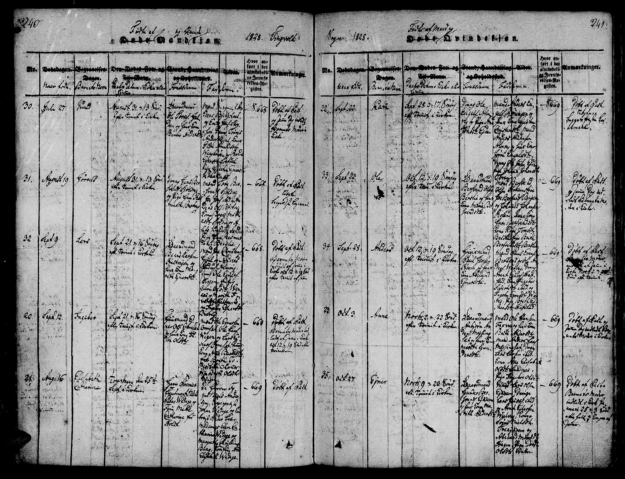 Ministerialprotokoller, klokkerbøker og fødselsregistre - Møre og Romsdal, SAT/A-1454/586/L0982: Ministerialbok nr. 586A08, 1819-1829, s. 240-241