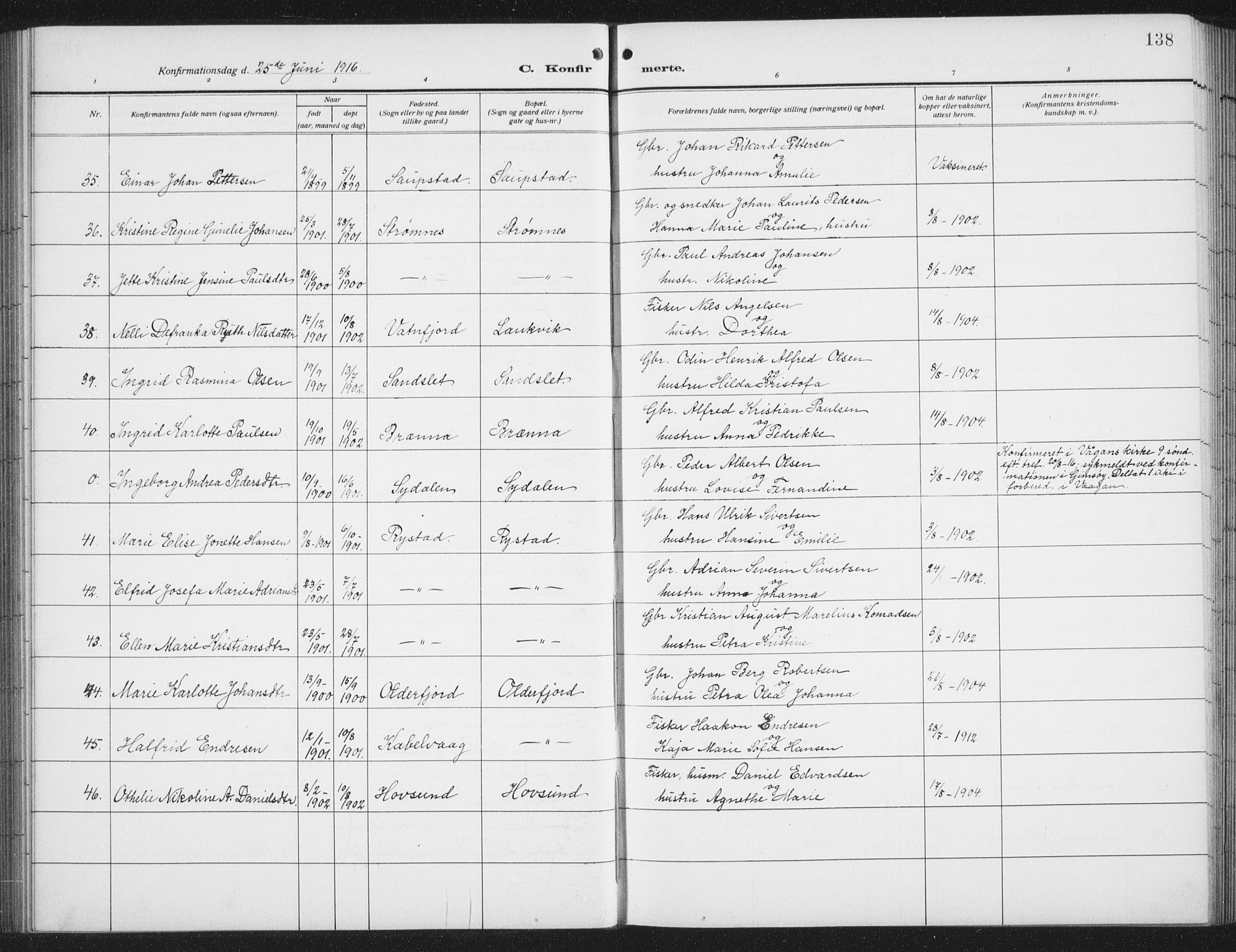 Ministerialprotokoller, klokkerbøker og fødselsregistre - Nordland, AV/SAT-A-1459/876/L1106: Klokkerbok nr. 876C05, 1915-1942, s. 138