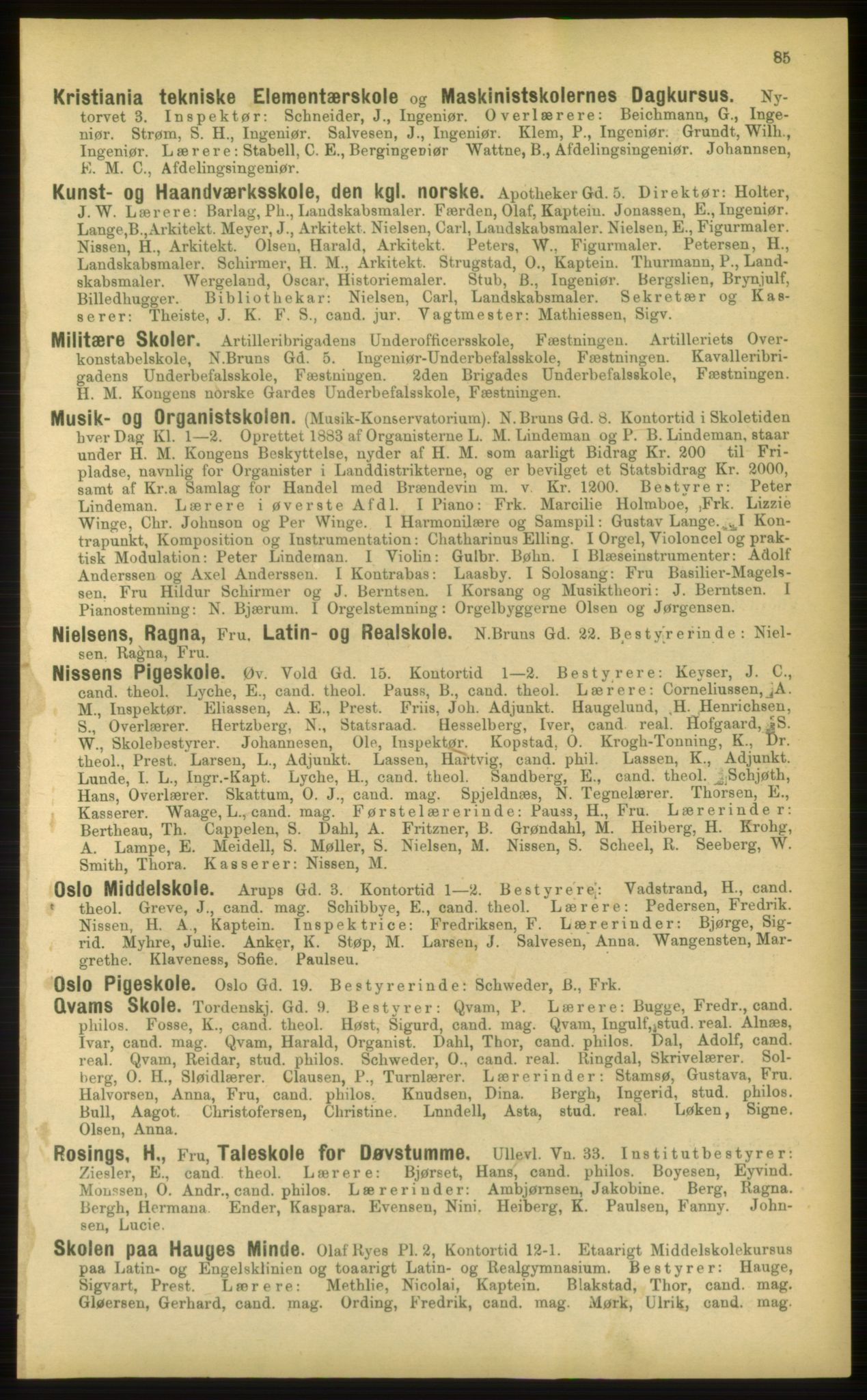 Kristiania/Oslo adressebok, PUBL/-, 1898, s. 85