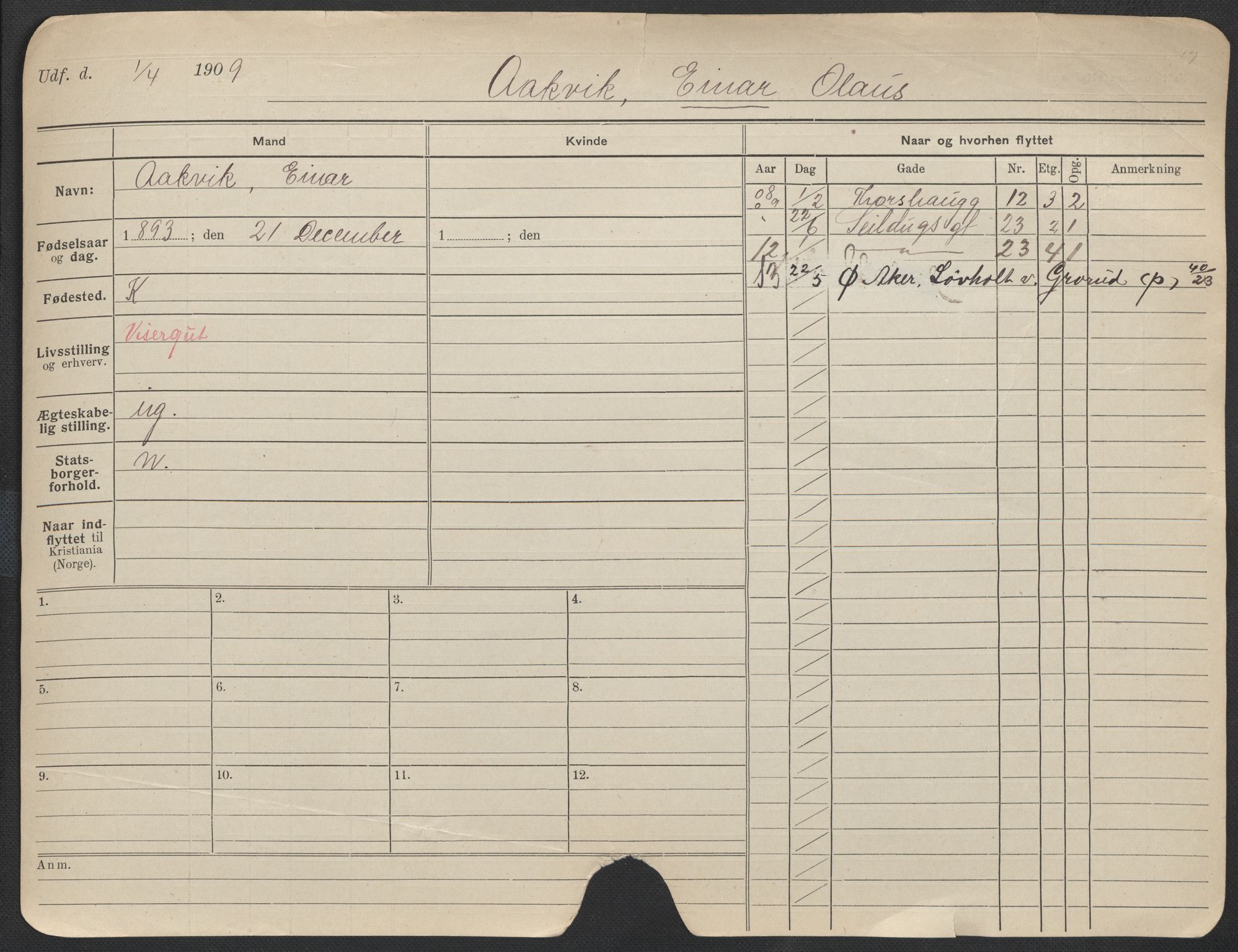 Oslo folkeregister, Registerkort, AV/SAO-A-11715/F/Fa/Fac/L0011: Menn, 1906-1914, s. 1152a