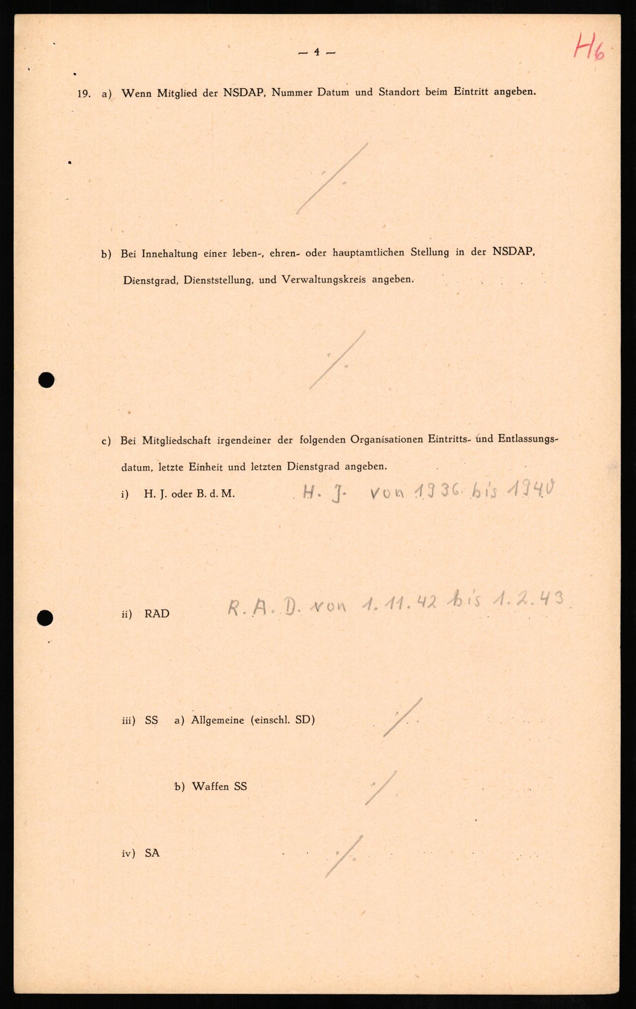 Forsvaret, Forsvarets overkommando II, RA/RAFA-3915/D/Db/L0012: CI Questionaires. Tyske okkupasjonsstyrker i Norge. Tyskere., 1945-1946, s. 168