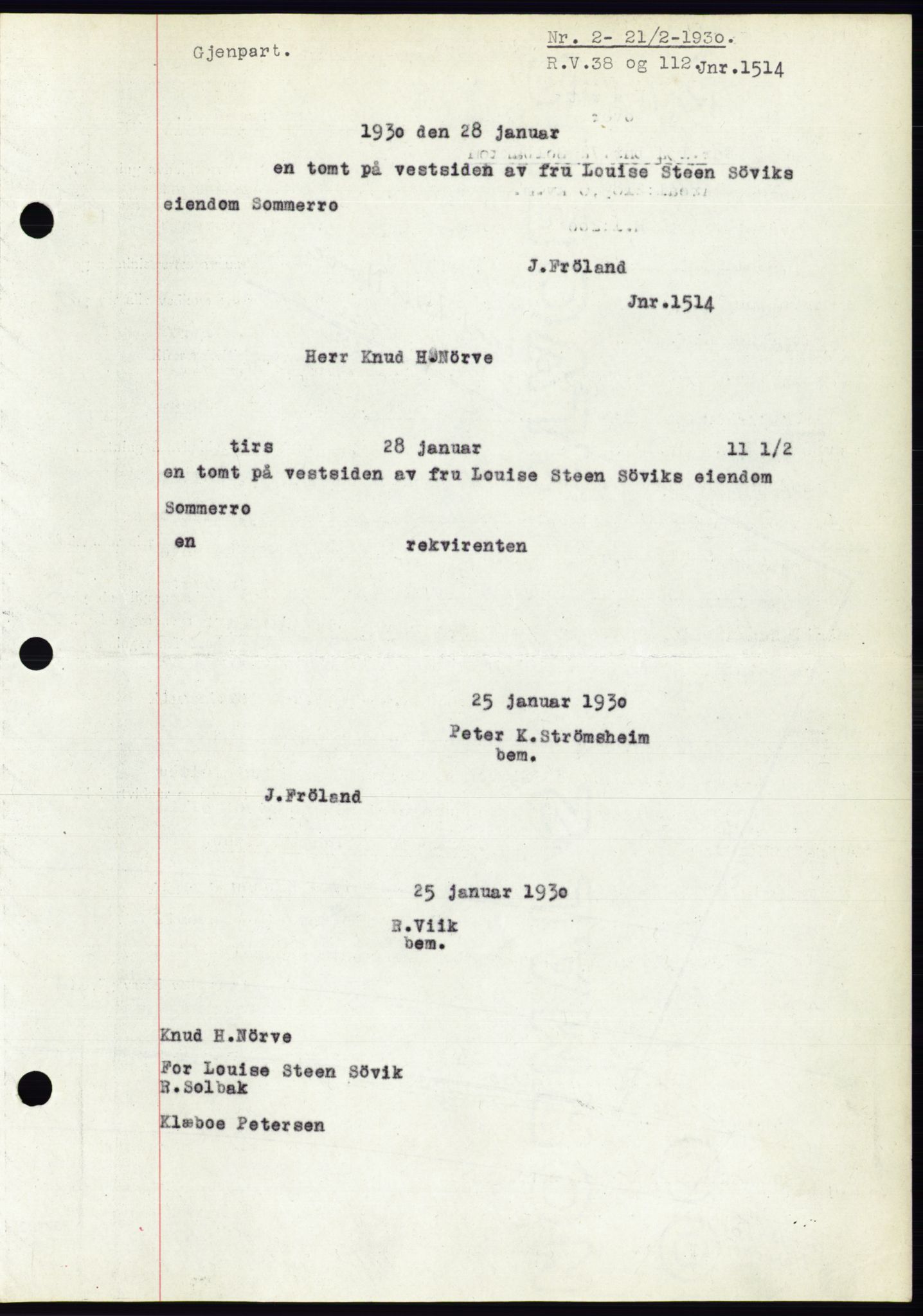 Ålesund byfogd, AV/SAT-A-4384: Pantebok nr. 26, 1930-1930, Tingl.dato: 21.02.1930