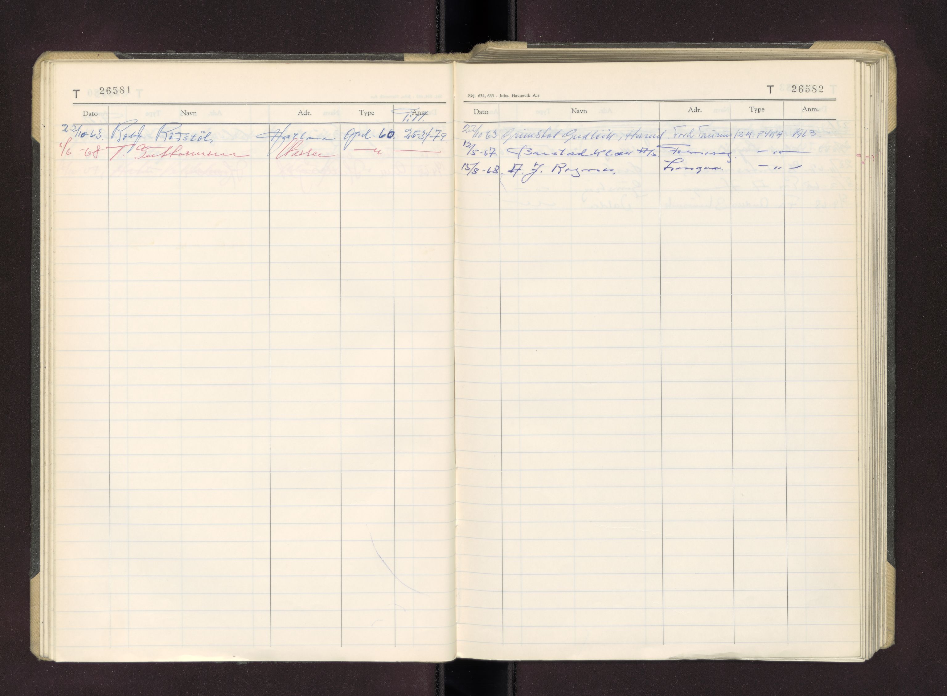 Møre og Romsdal vegkontor - Ålesund trafikkstasjon, AV/SAT-A-4099/F/Fc/L0026: Bilregister; T 26500 - T 26999, 1960-1970
