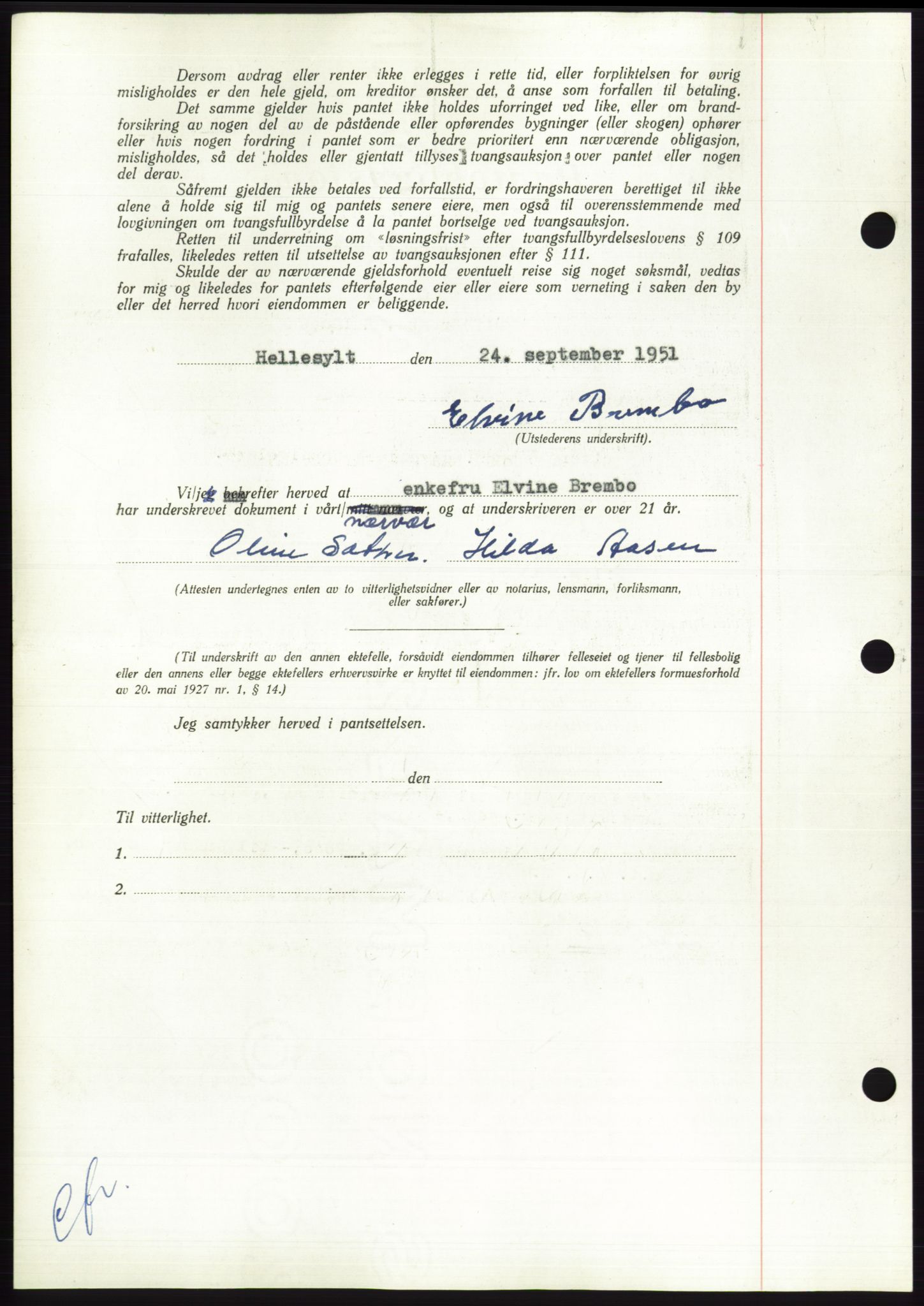 Søre Sunnmøre sorenskriveri, AV/SAT-A-4122/1/2/2C/L0120: Pantebok nr. 8B, 1951-1951, Dagboknr: 1888/1951