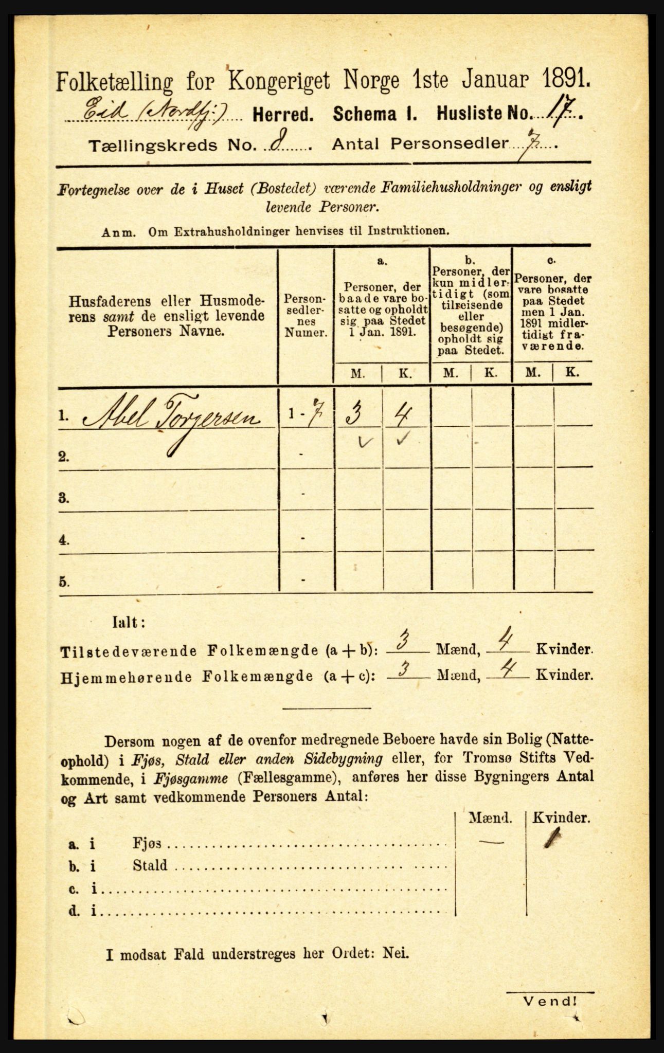 RA, Folketelling 1891 for 1443 Eid herred, 1891, s. 1965