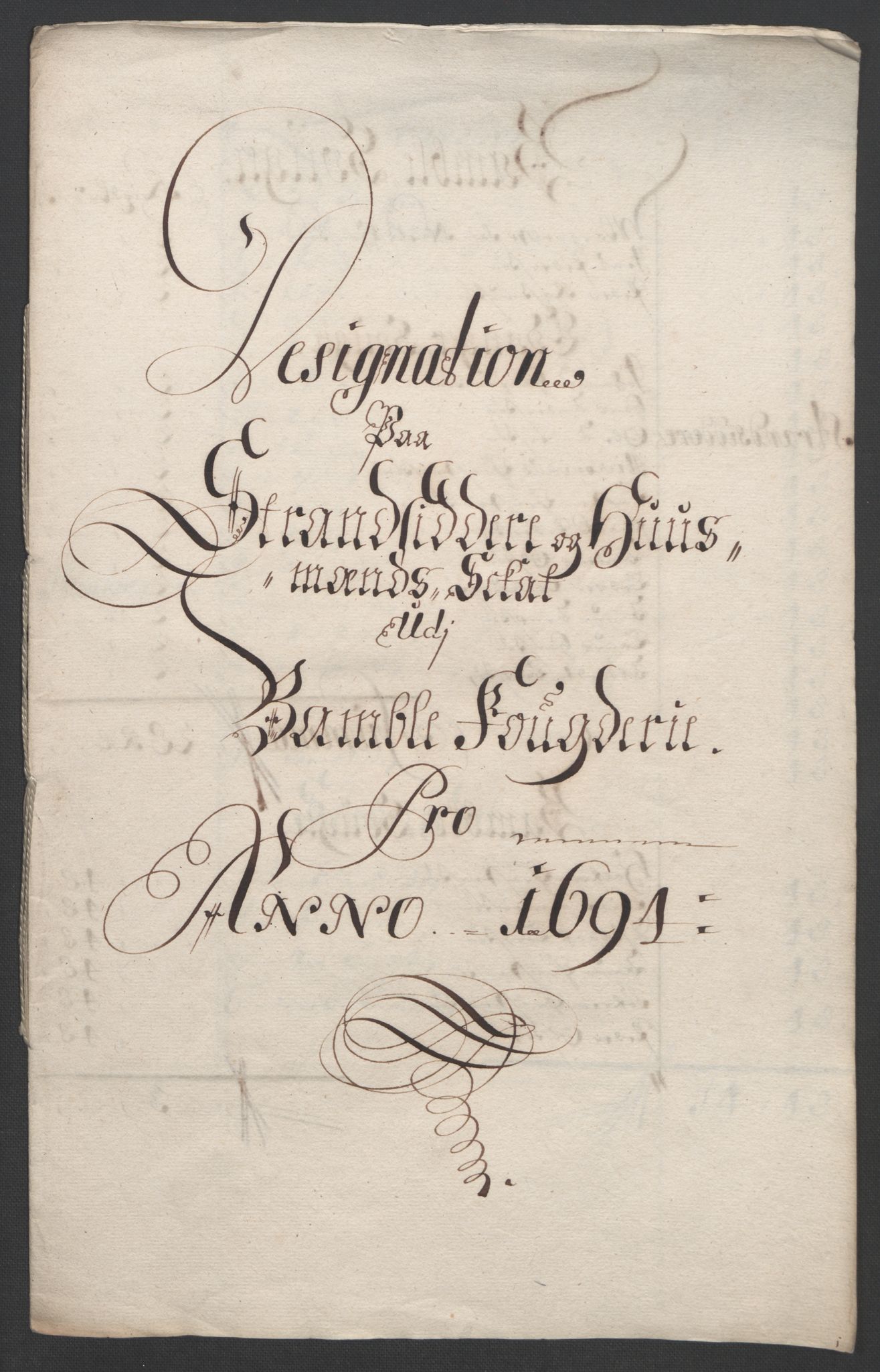 Rentekammeret inntil 1814, Reviderte regnskaper, Fogderegnskap, RA/EA-4092/R36/L2092: Fogderegnskap Øvre og Nedre Telemark og Bamble, 1694, s. 205