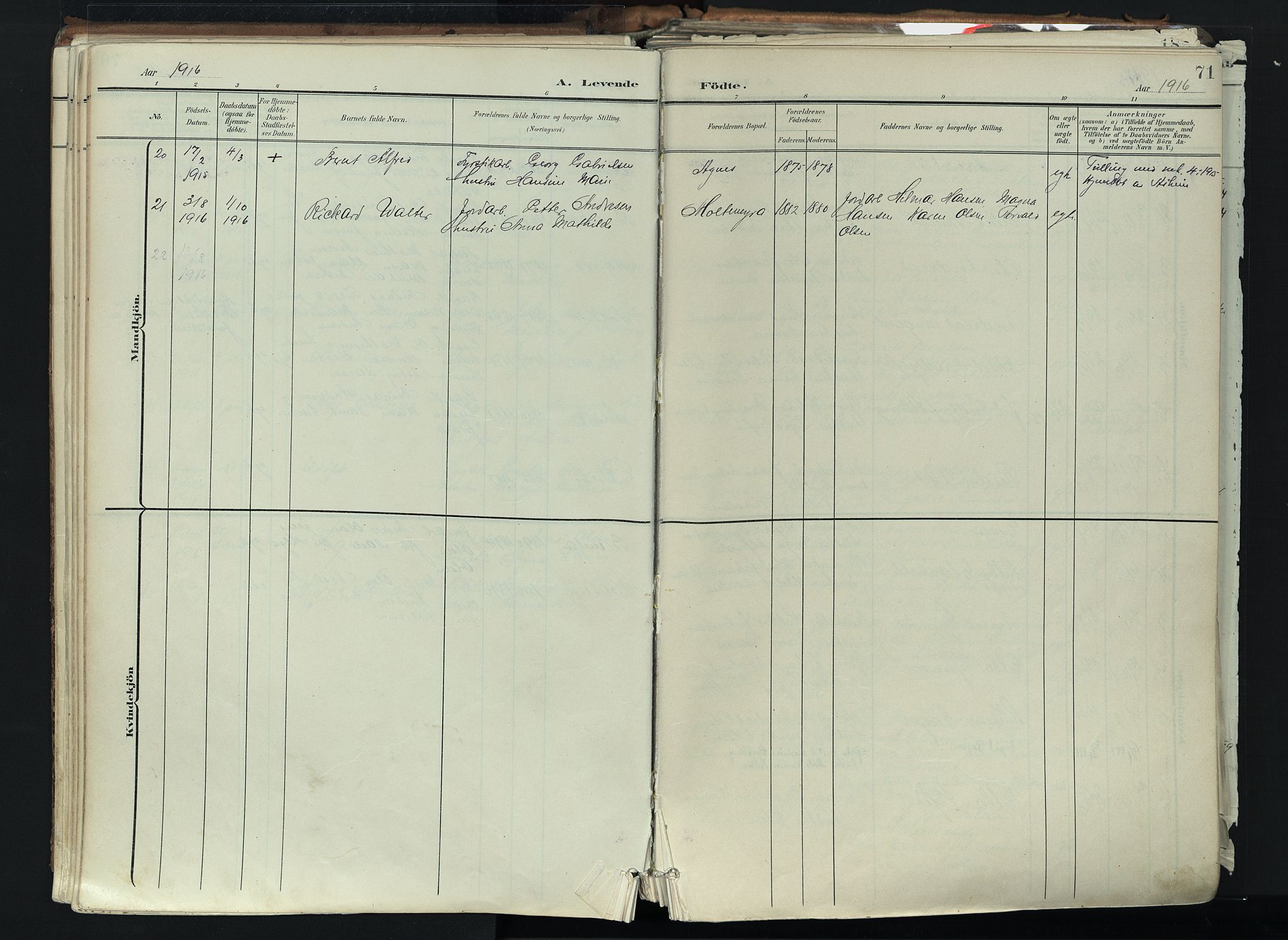 Brunlanes kirkebøker, AV/SAKO-A-342/F/Fc/L0003: Ministerialbok nr. III 3, 1900-1922, s. 71