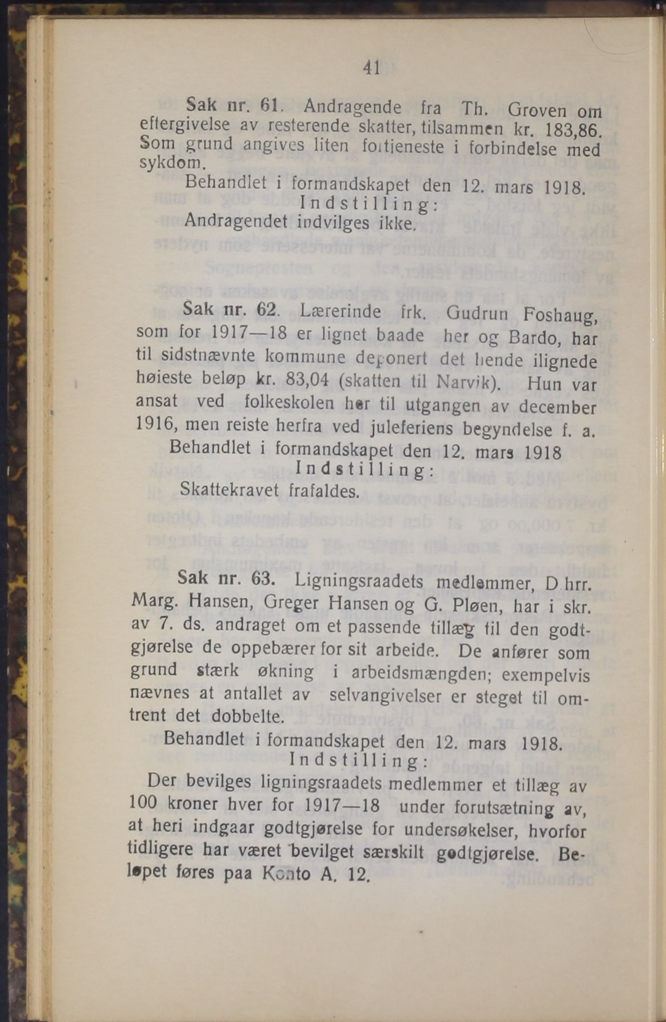 Narvik kommune. Formannskap , AIN/K-18050.150/A/Ab/L0008: Møtebok, 1918