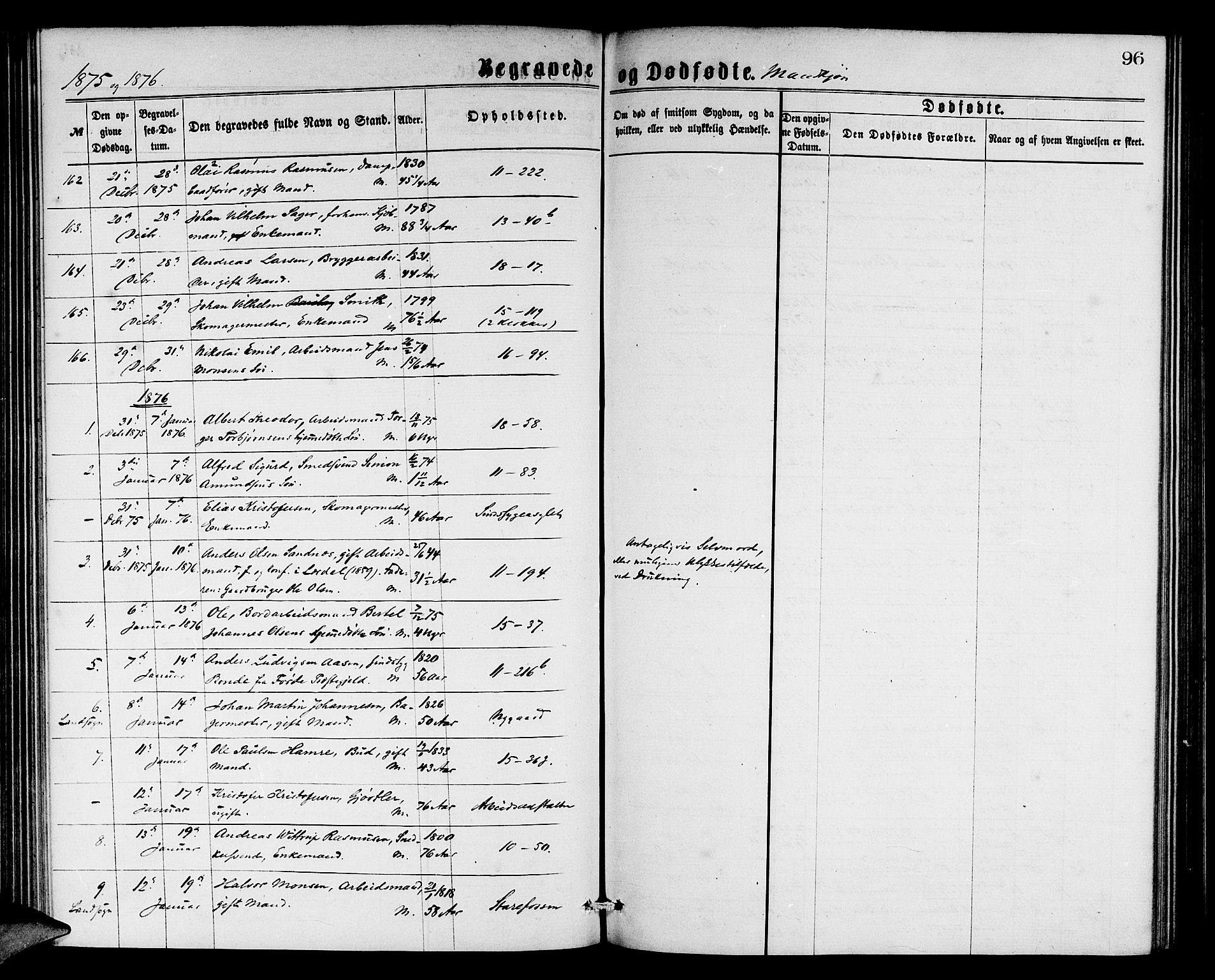 Domkirken sokneprestembete, AV/SAB-A-74801/H/Hab/L0040: Klokkerbok nr. E 4, 1868-1877, s. 96