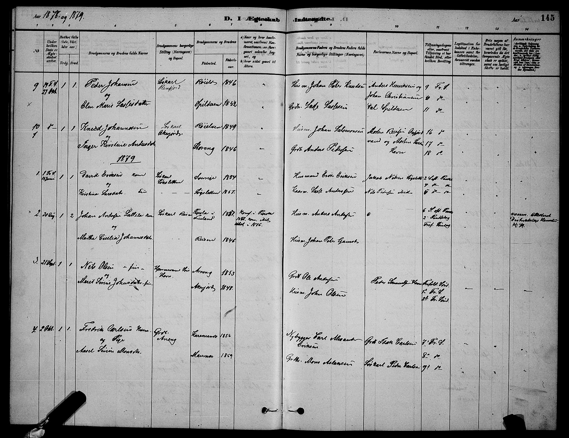 Skjervøy sokneprestkontor, SATØ/S-1300/H/Ha/Hab/L0006klokker: Klokkerbok nr. 6, 1878-1888, s. 145