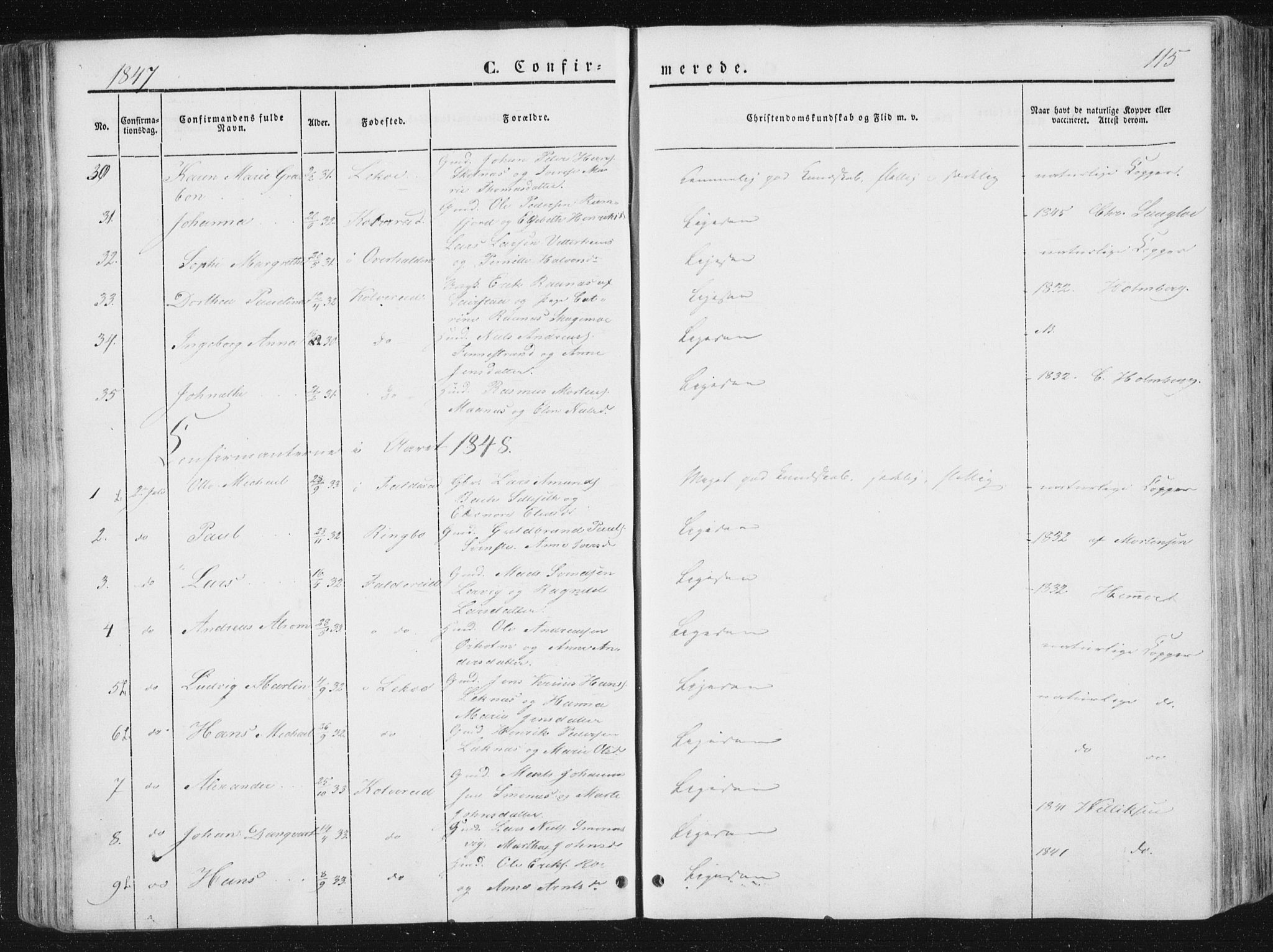 Ministerialprotokoller, klokkerbøker og fødselsregistre - Nord-Trøndelag, AV/SAT-A-1458/780/L0640: Ministerialbok nr. 780A05, 1845-1856, s. 115