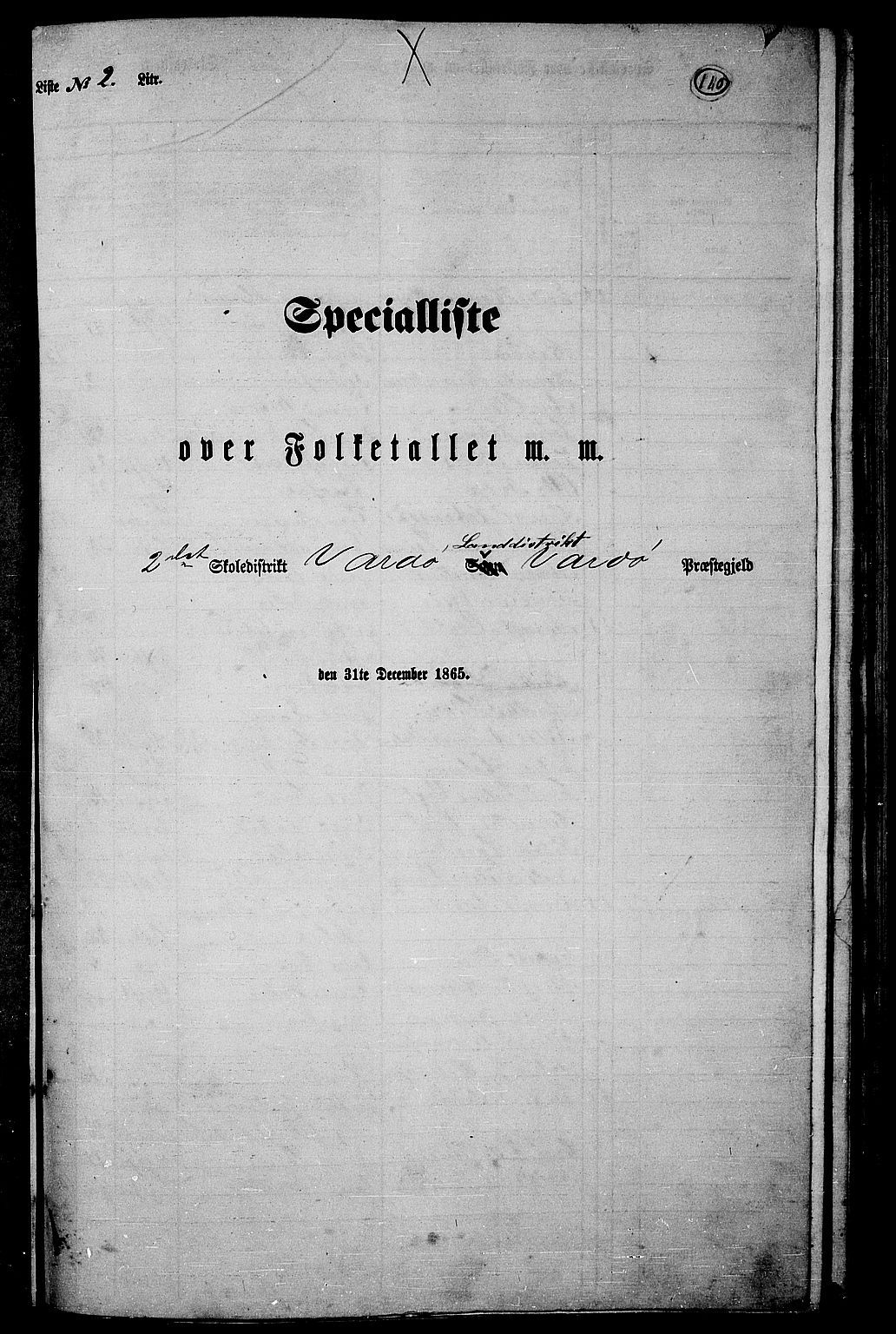 RA, Folketelling 1865 for 2028L Vardø prestegjeld, Vardø landsokn, 1865, s. 13