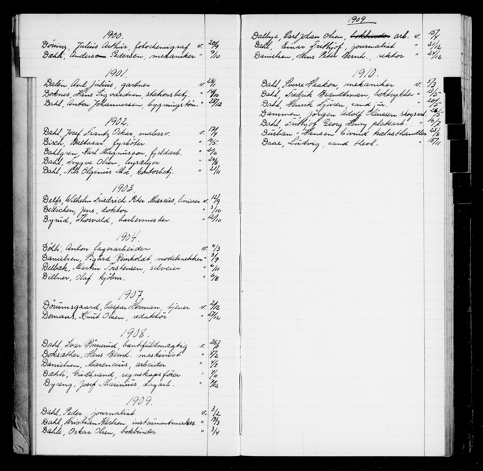 Oslo byfogd avd. I, AV/SAO-A-10220/L/La/L0001: Register - Vigsler og testamenter, 1886-1910, s. 24