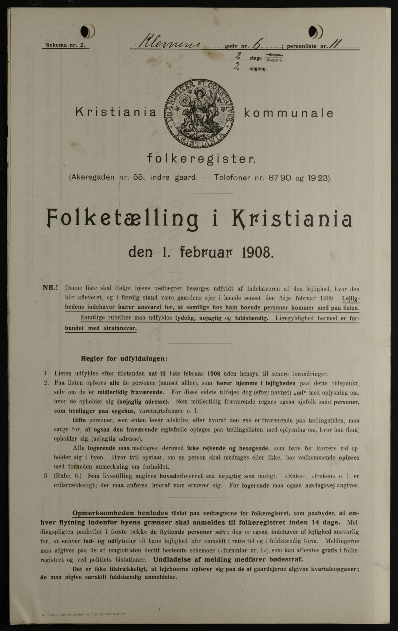 OBA, Kommunal folketelling 1.2.1908 for Kristiania kjøpstad, 1908, s. 12069