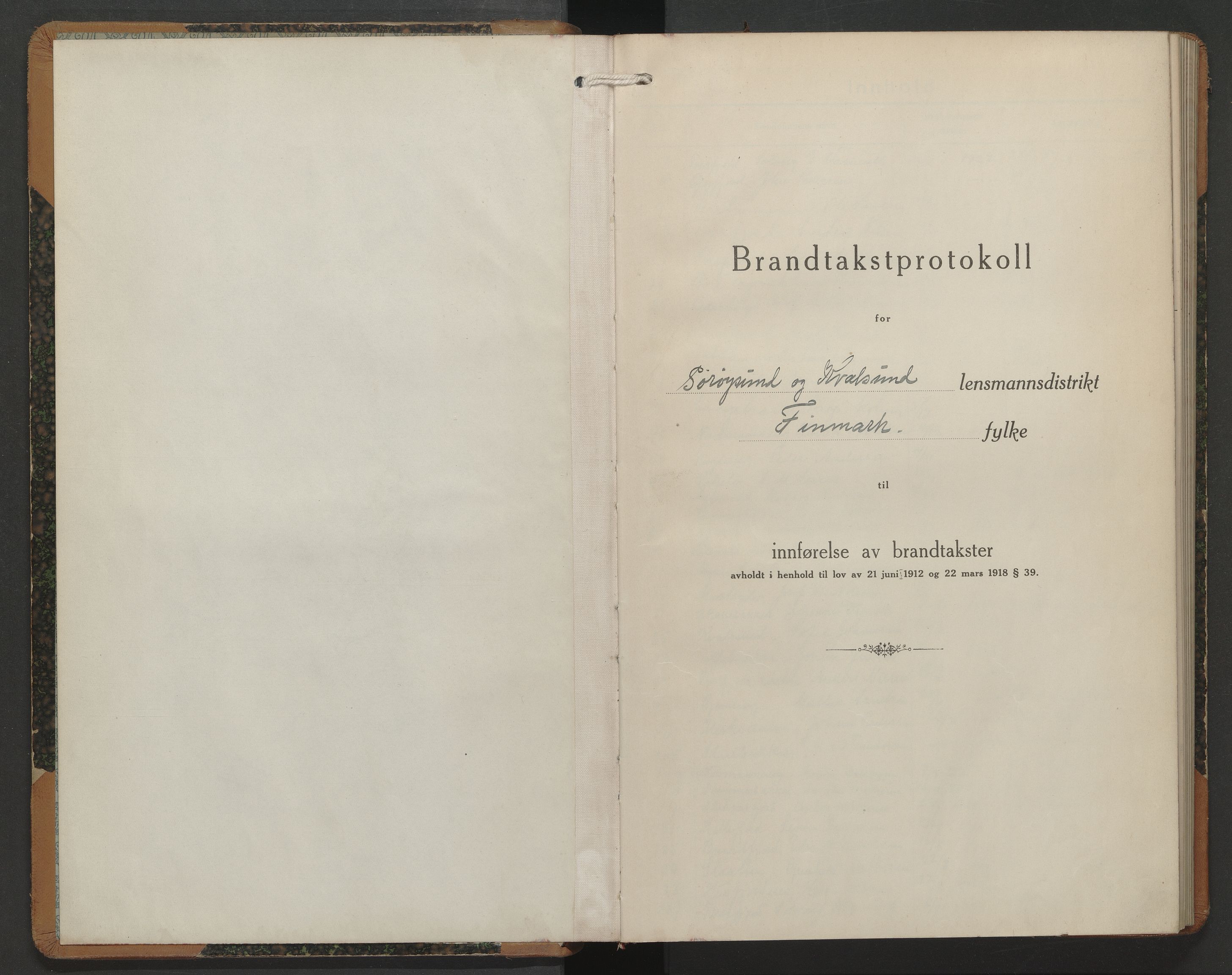 Sørøysund og Kvalsund lensmannskontor, SATØ/SATO-151/1/Fl/L0016: Branntakstprotokoll - Sørøysund og Kvalsund, 1927-1930