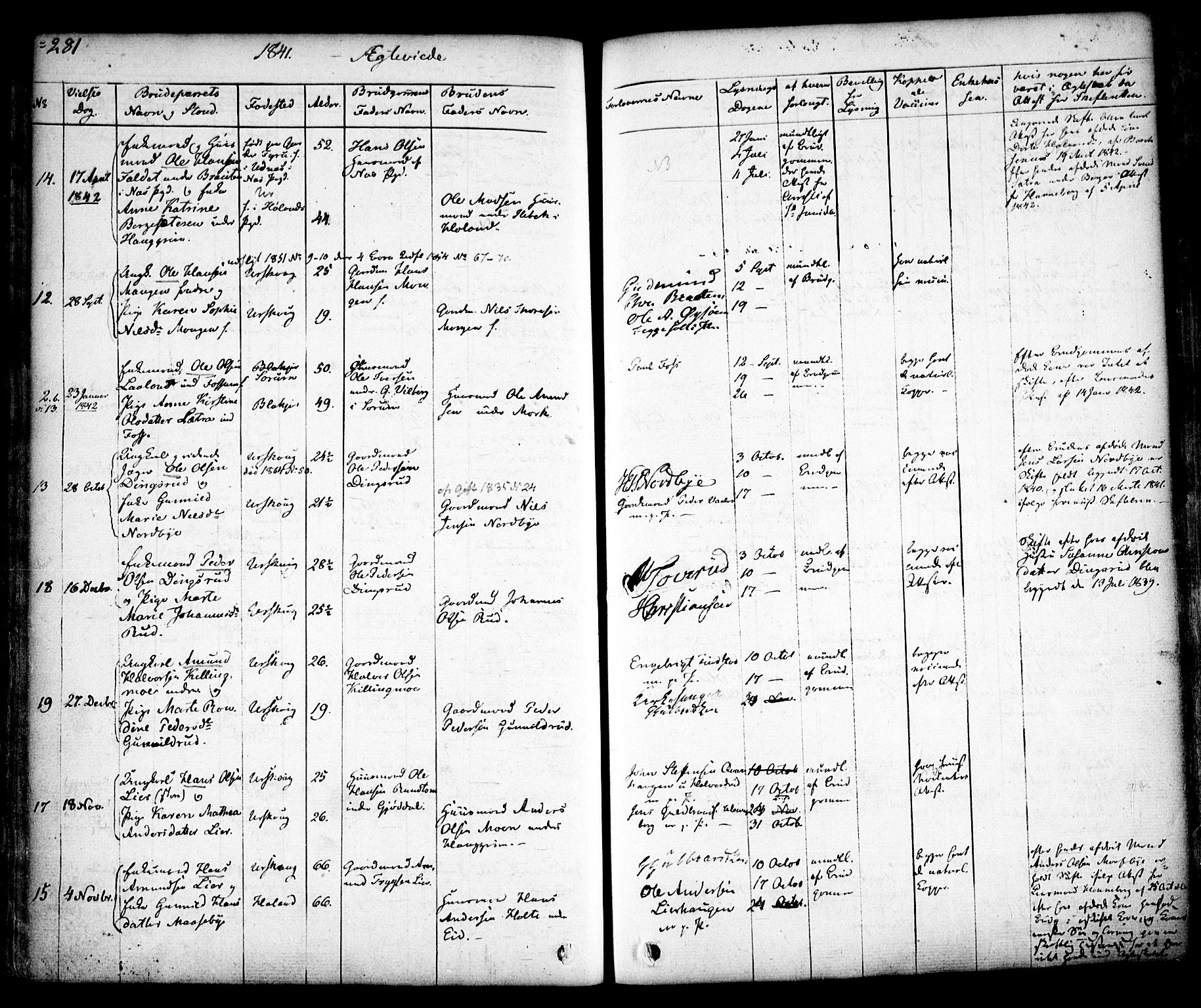 Aurskog prestekontor Kirkebøker, AV/SAO-A-10304a/F/Fa/L0006: Ministerialbok nr. I 6, 1829-1853, s. 281